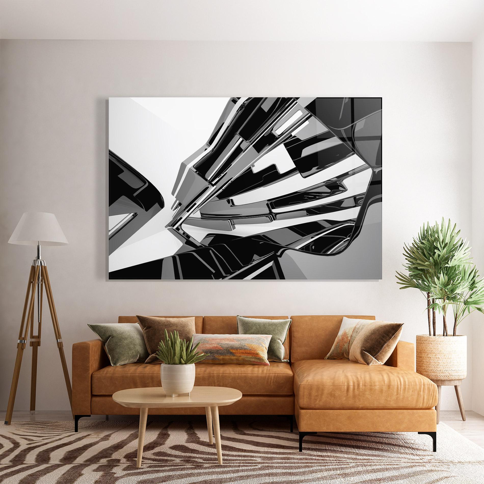 Üvegkép Black Sculpture mockup 7