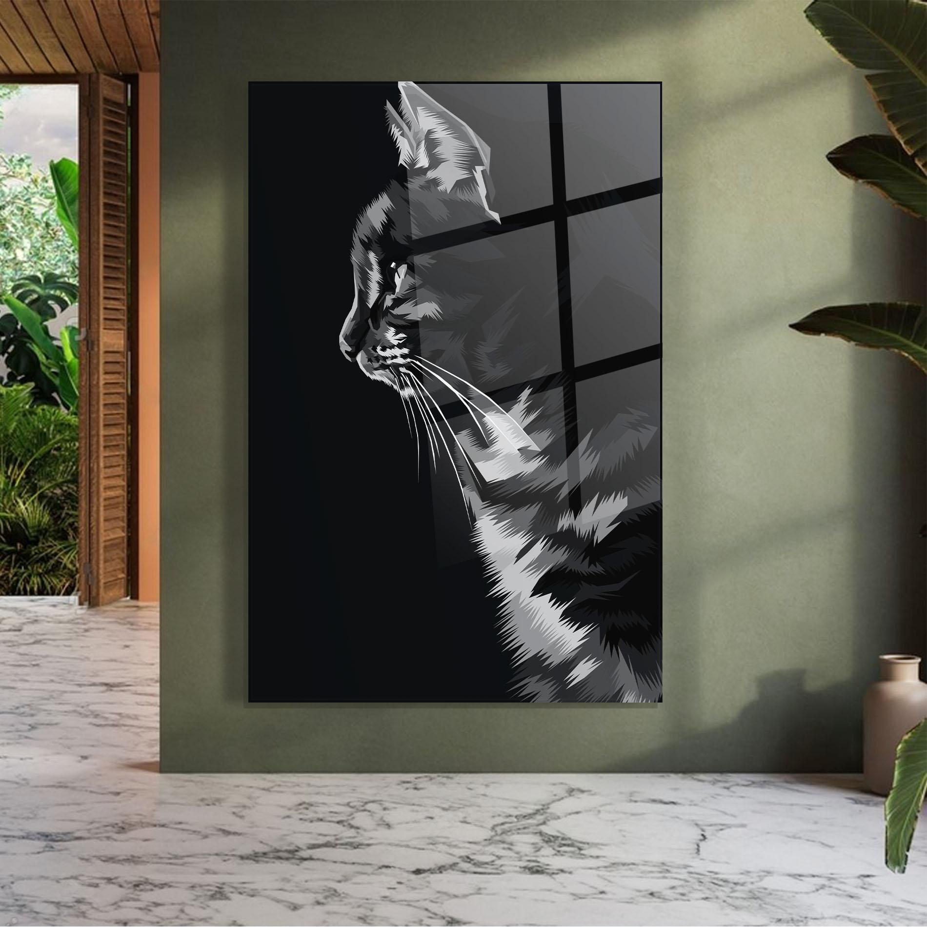 Üvegkép Black Grey Cat mockup 7