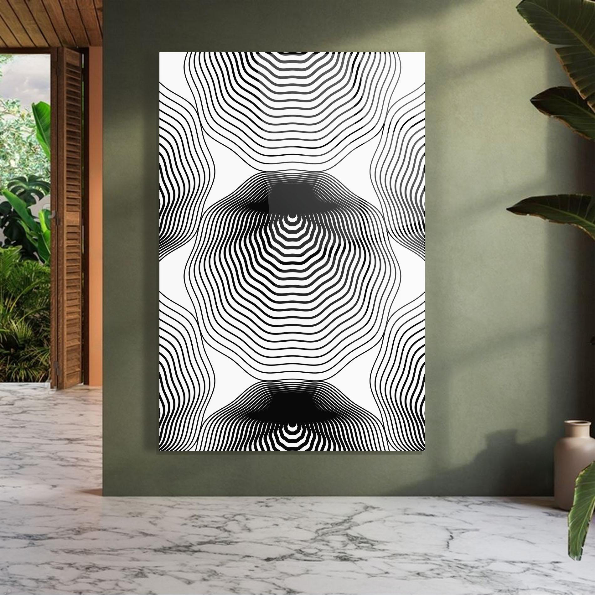 Üvegkép Black Line Art mockup 7