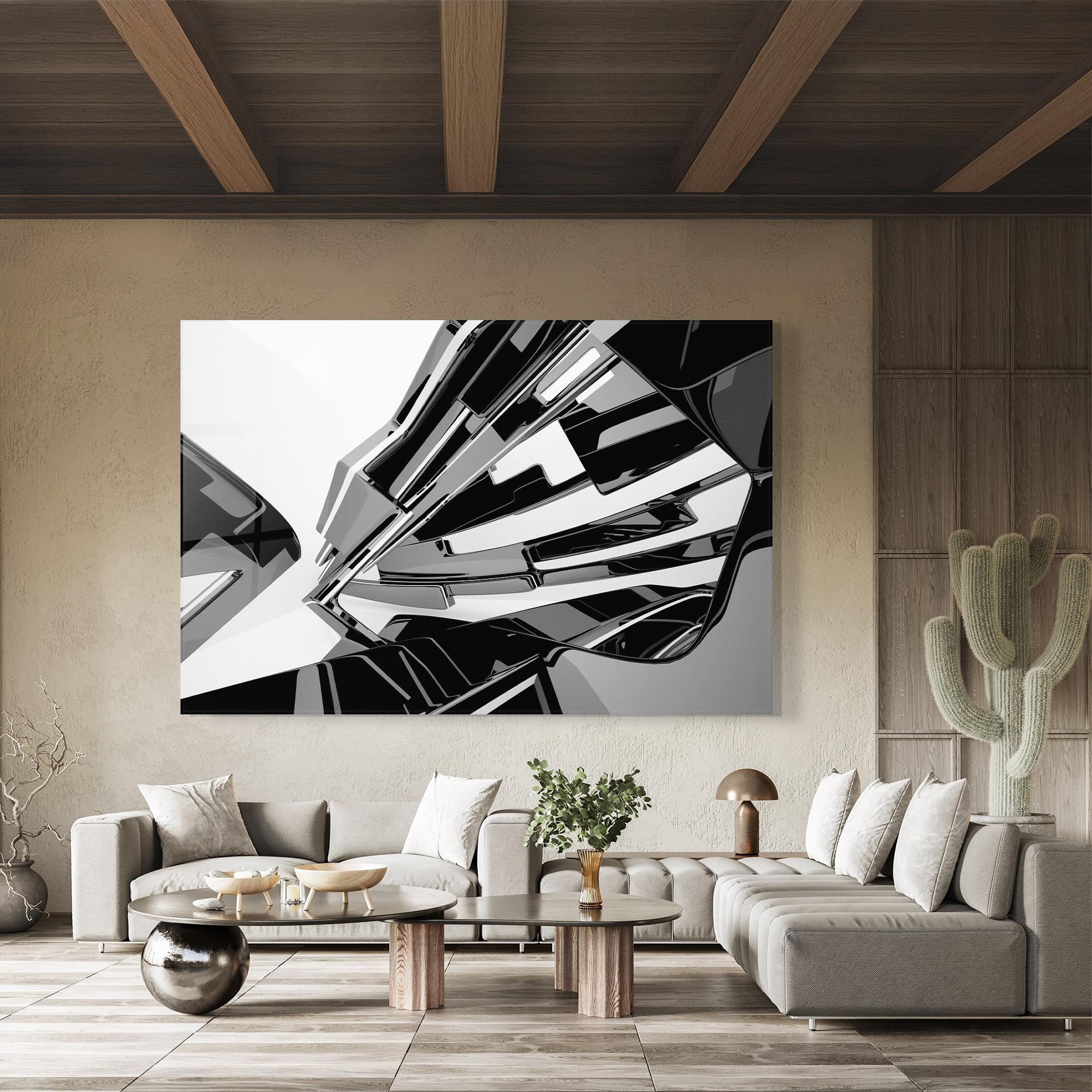 Üvegkép Black Sculpture mockup 8