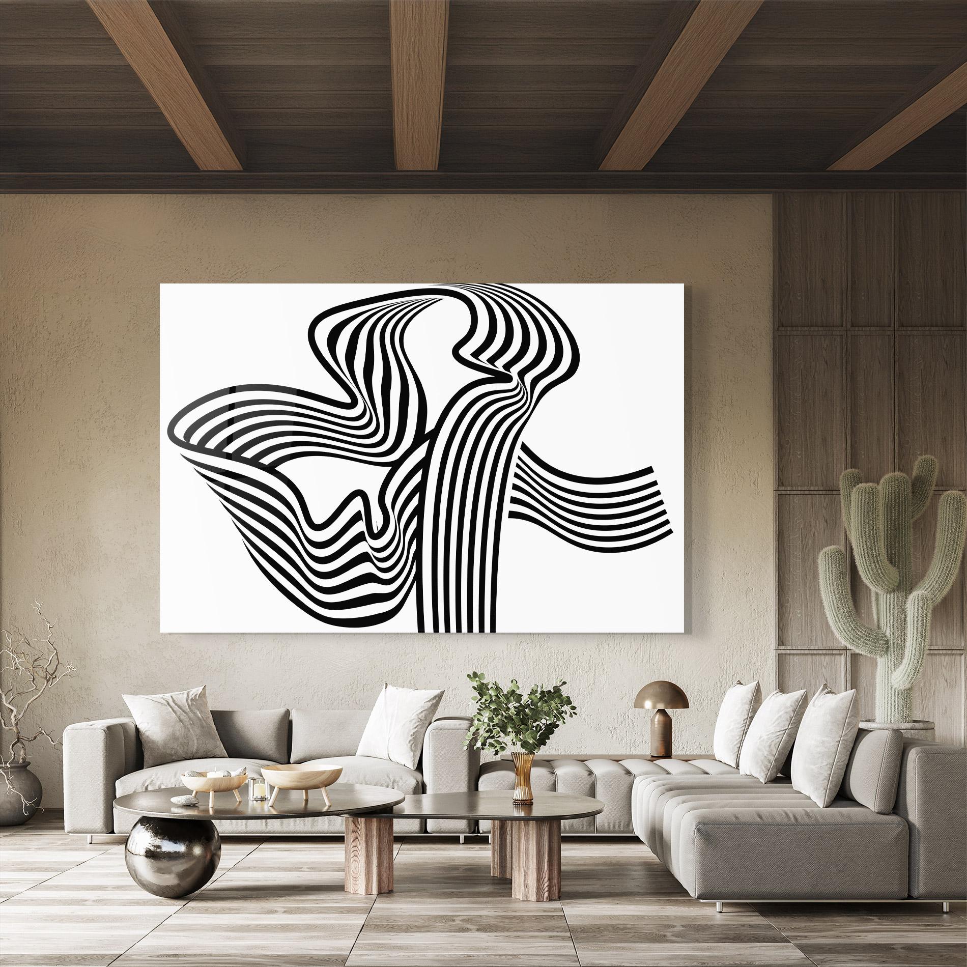 Üvegkép Black White Wave mockup 8