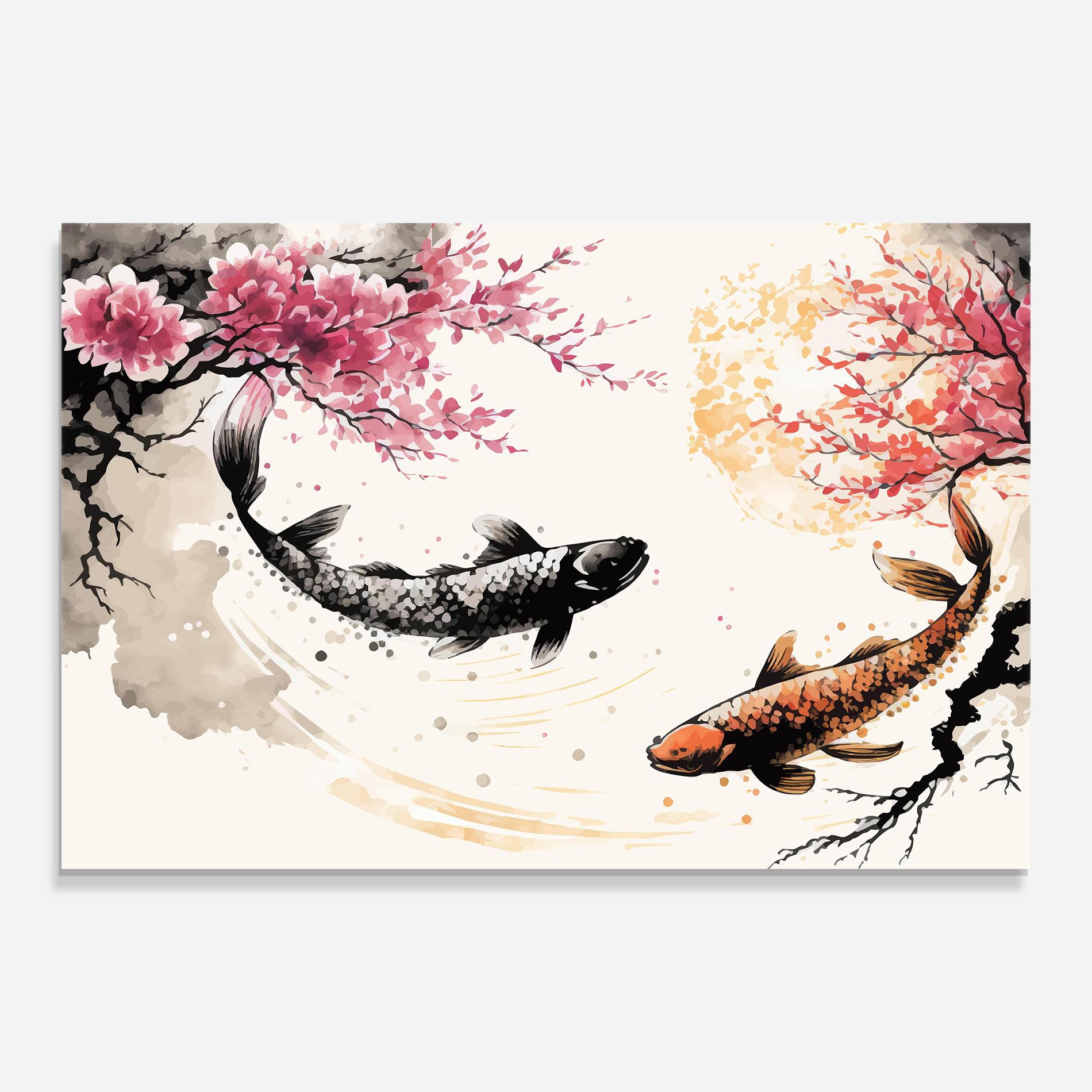 Üvegkép Asiatic Flower Fish mockup 0
