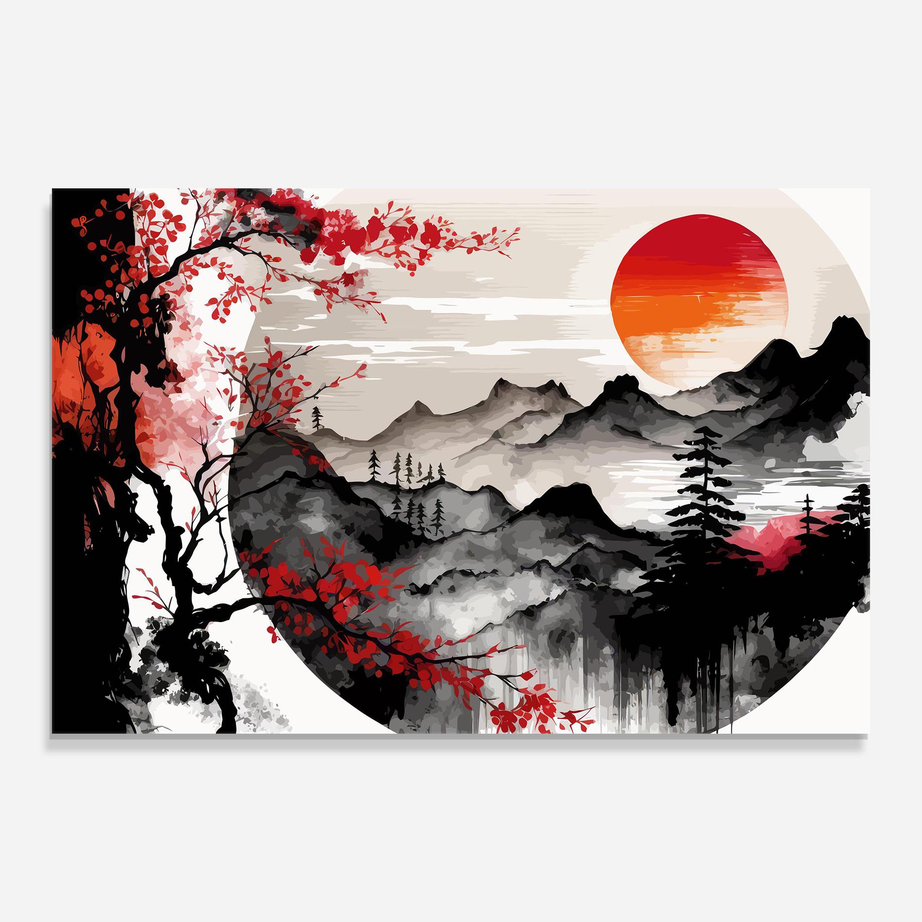Üvegkép Asiatic Red Orange Sun mockup 0