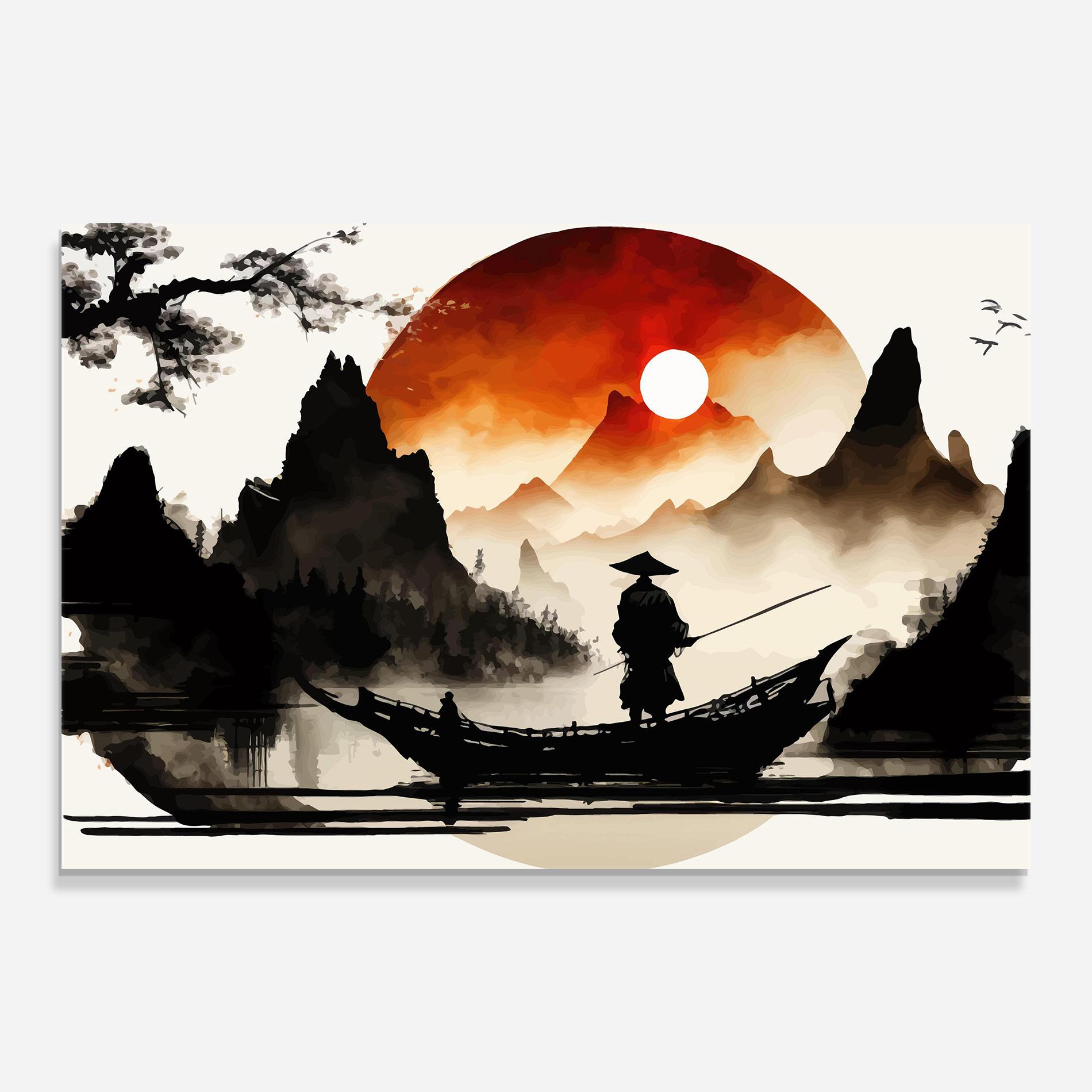 Üvegkép Black Asiatic Boat mockup 0