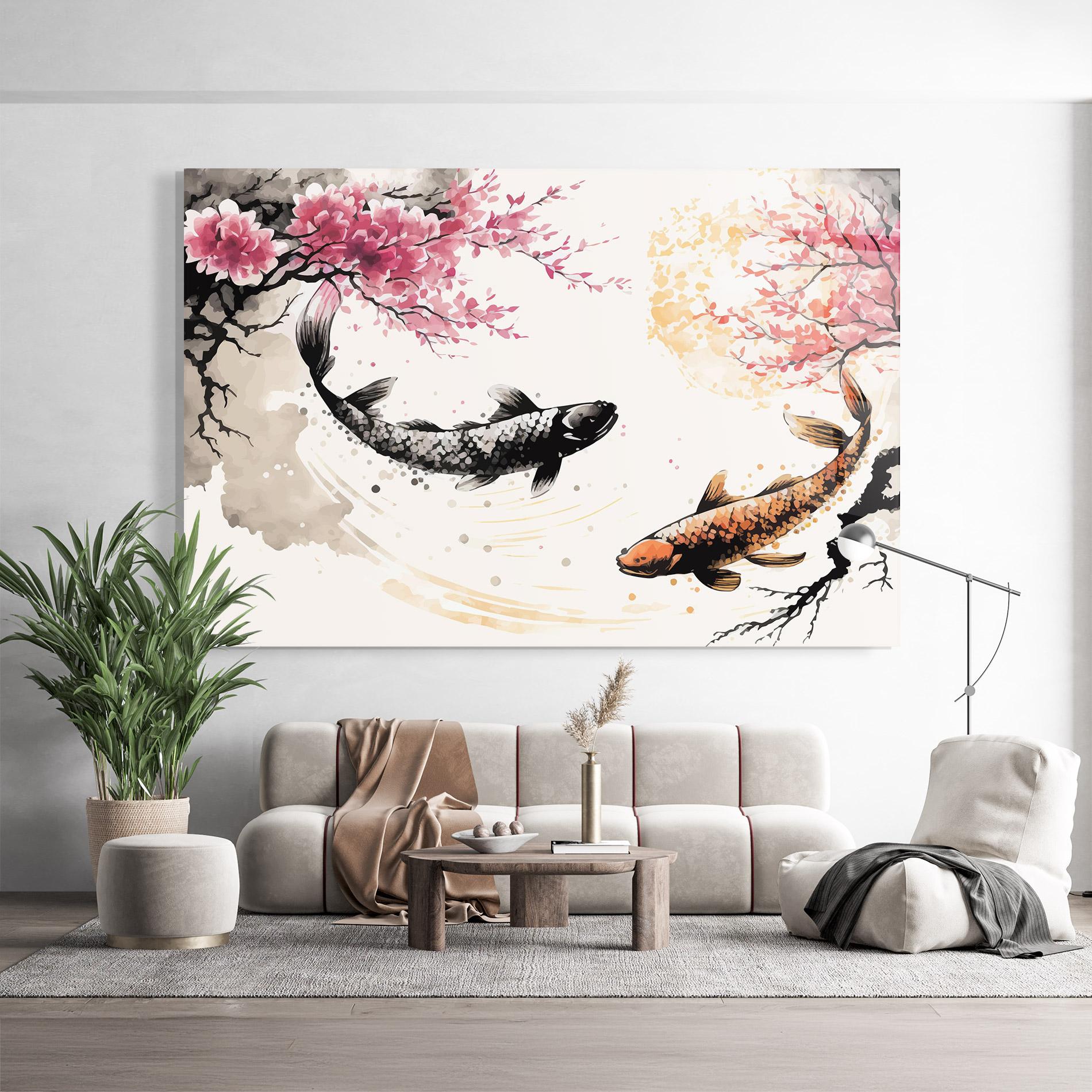 Üvegkép Asiatic Flower Fish mockup 9