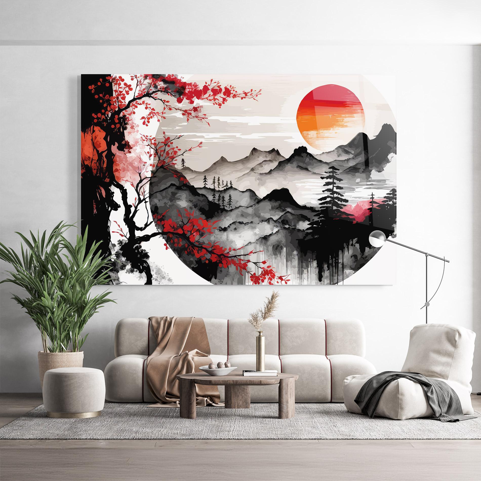 Üvegkép Asiatic Red Orange Sun mockup 9