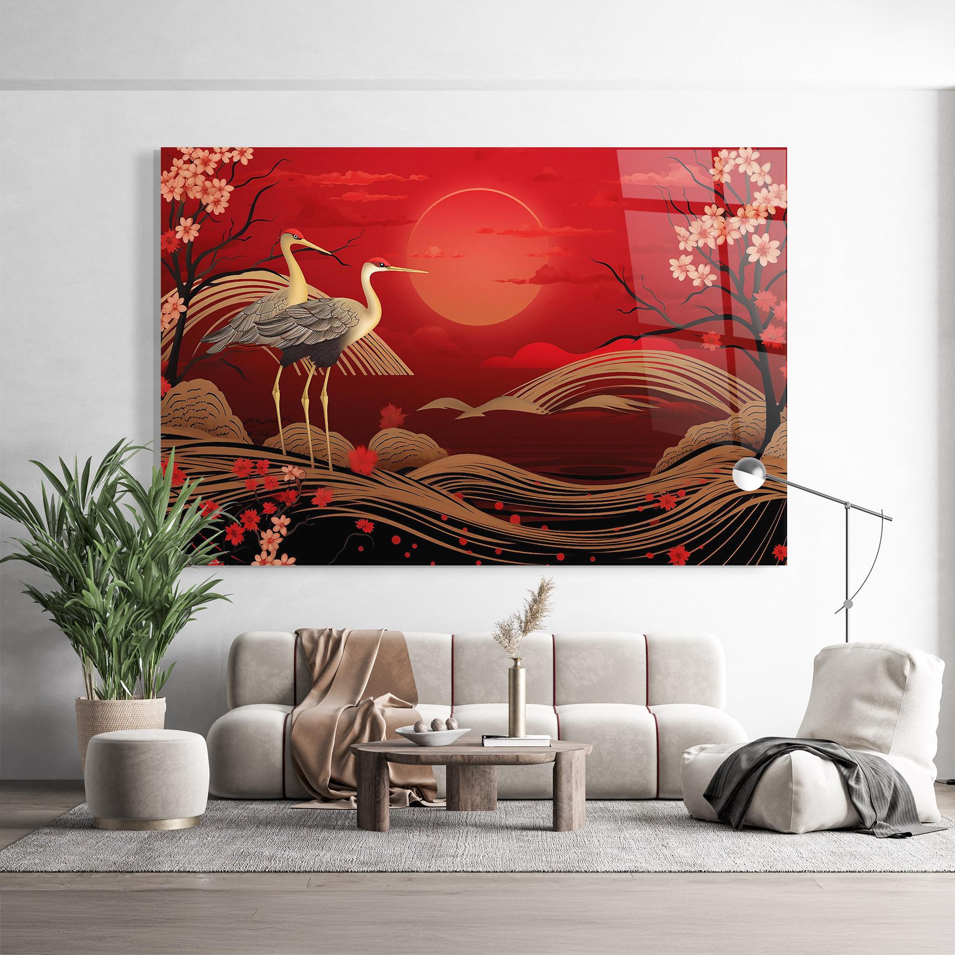 Üvegkép Gold Landscape Painting mockup 9