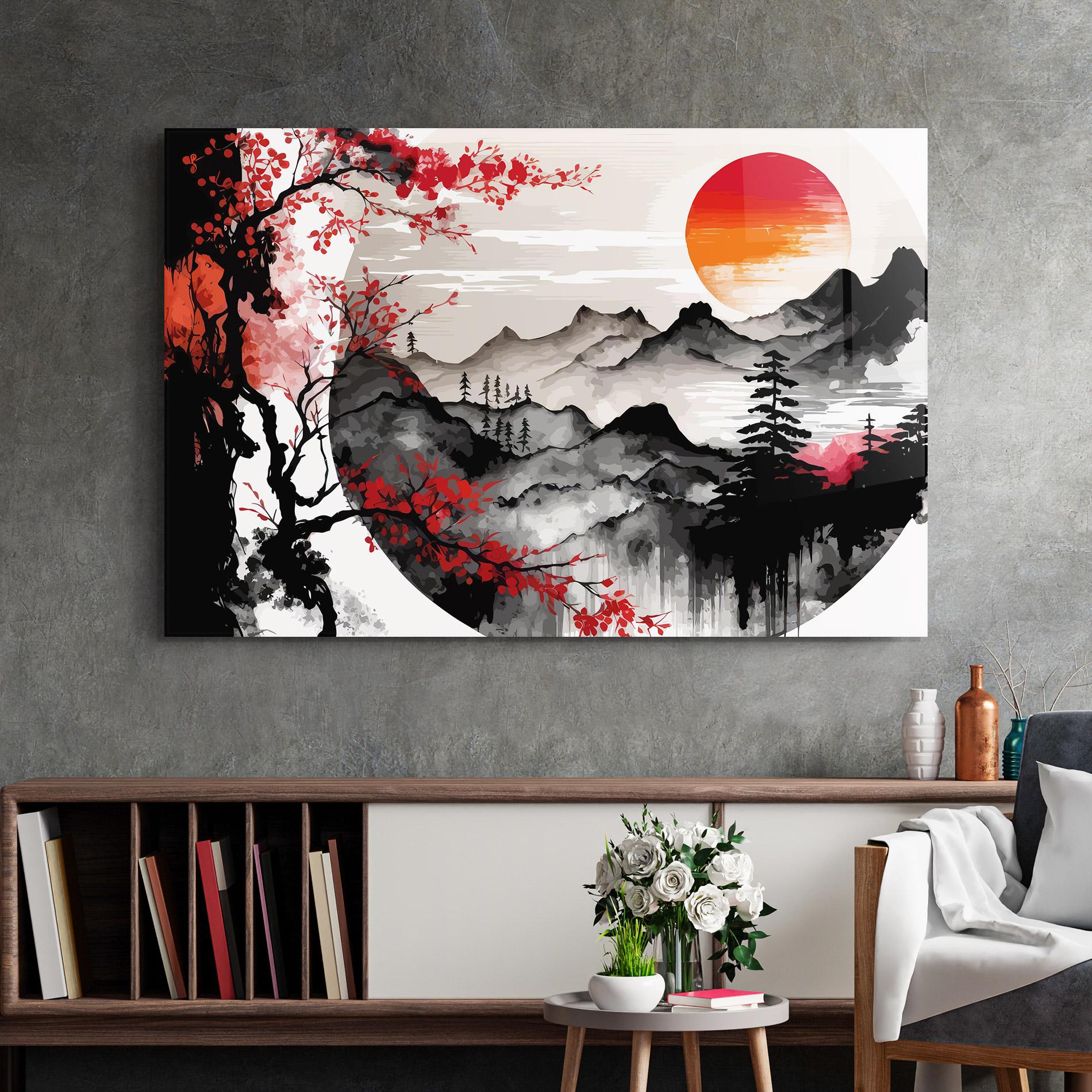 Üvegkép Asiatic Red Orange Sun mockup 2