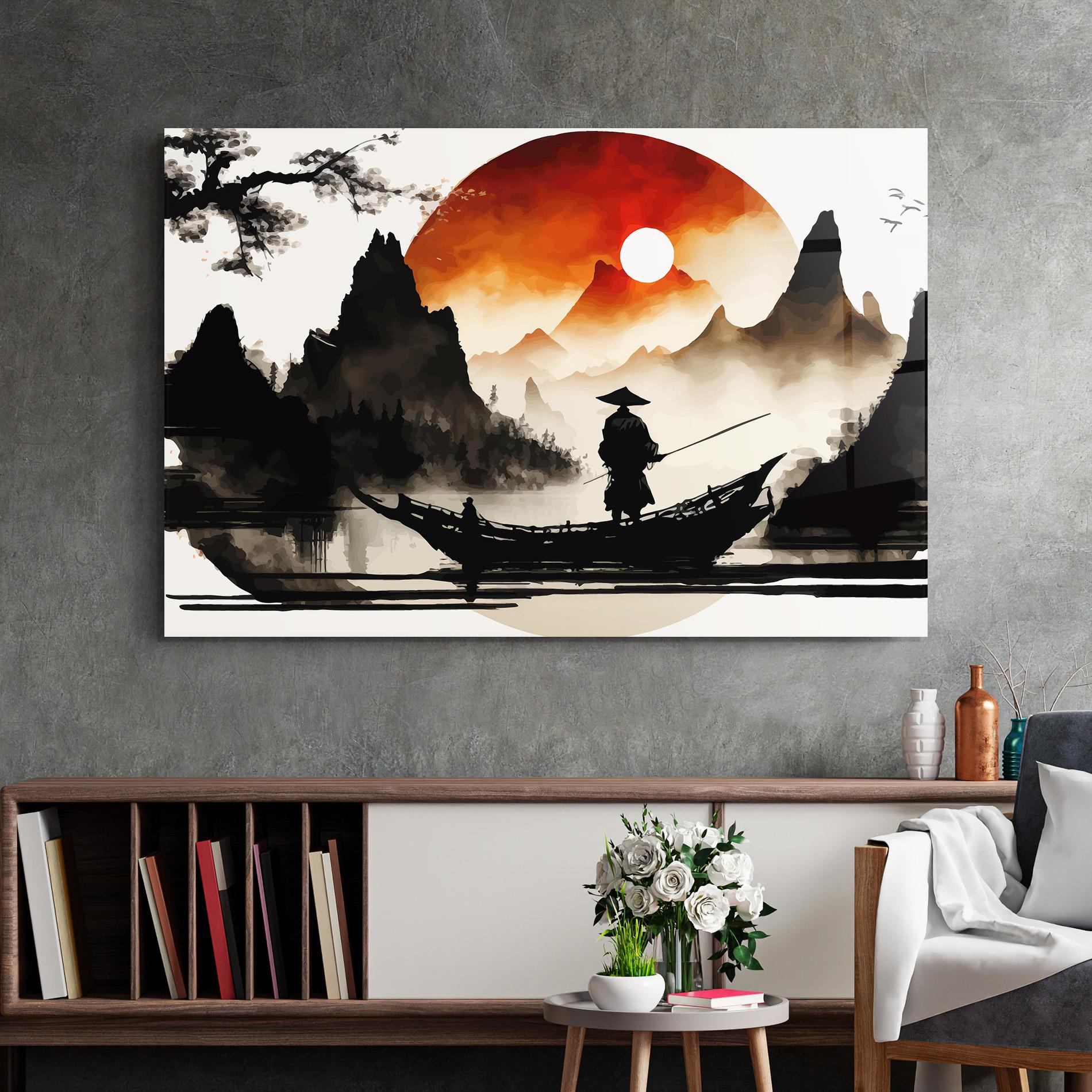 Üvegkép Black Asiatic Boat mockup 2