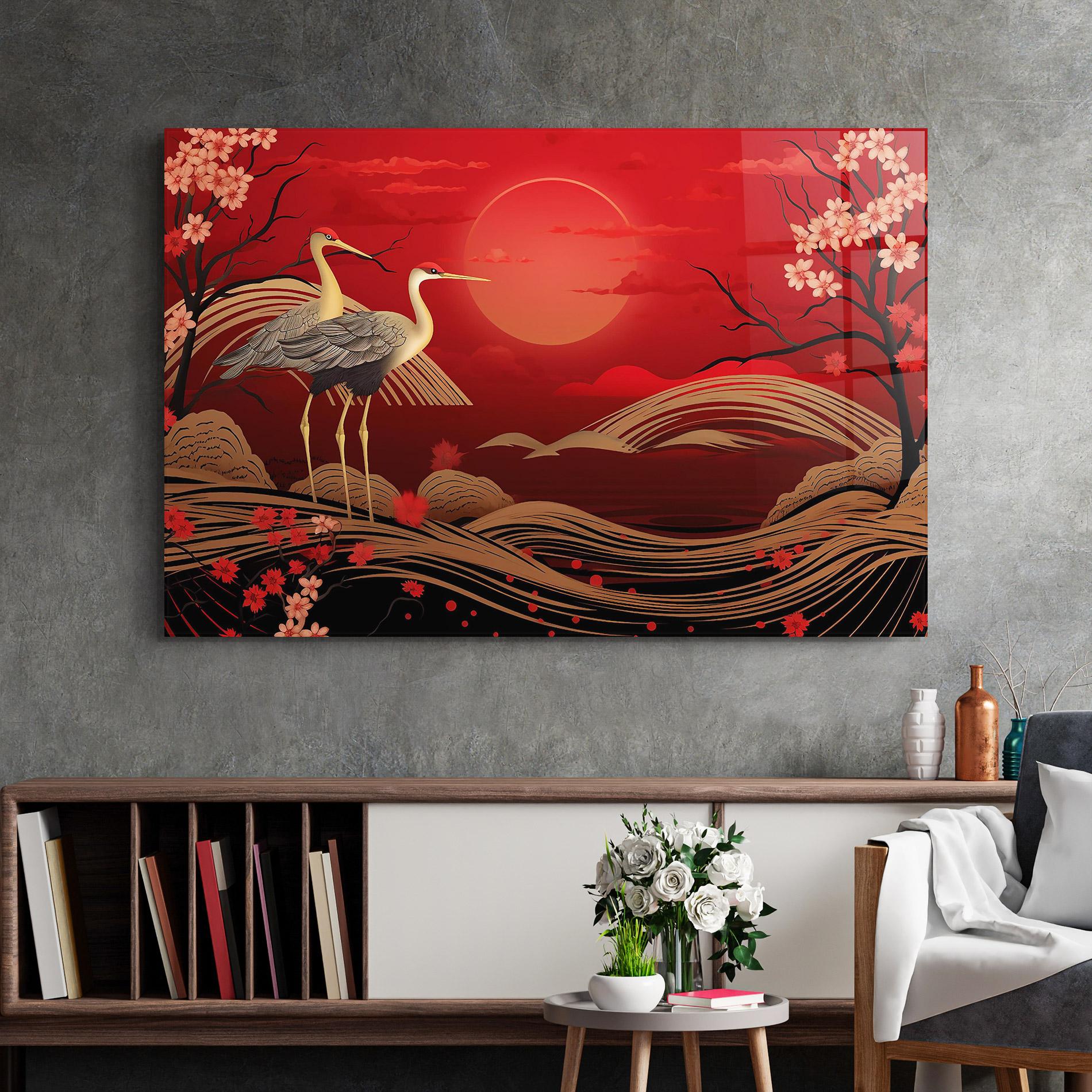 Üvegkép Gold Landscape Painting mockup 2