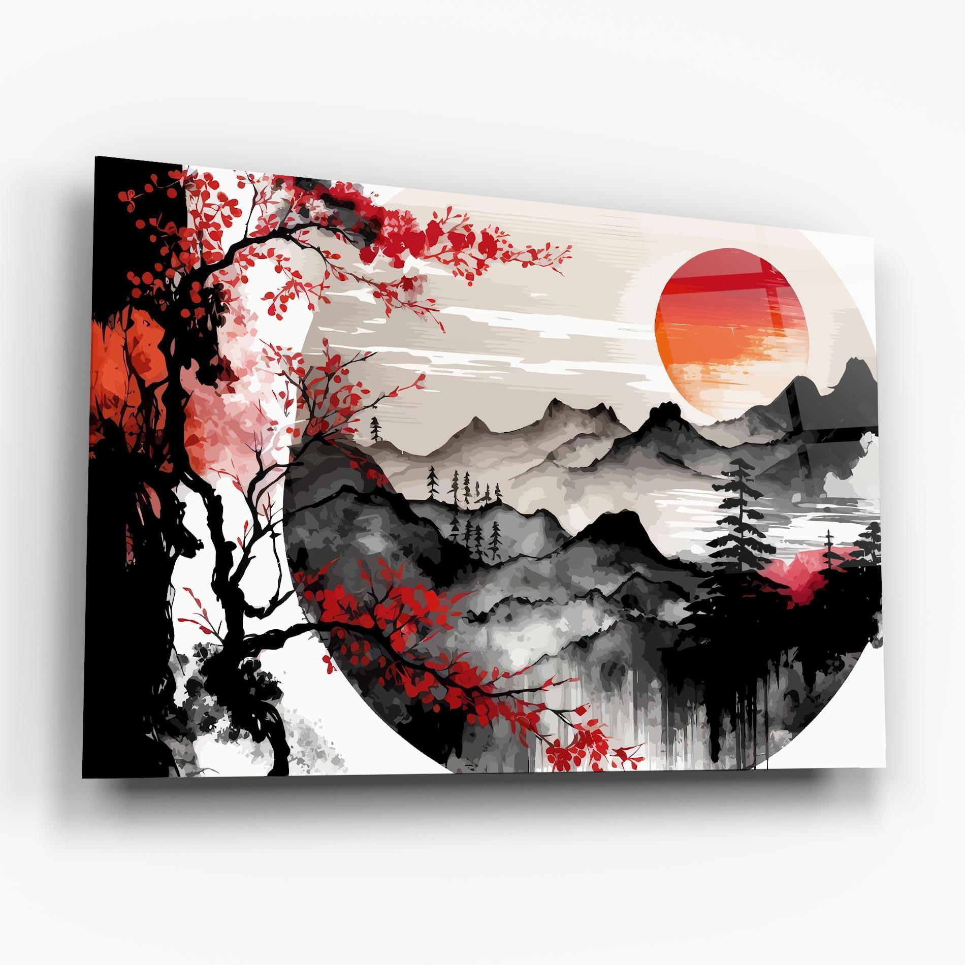 Üvegkép Asiatic Red Orange Sun mockup 6