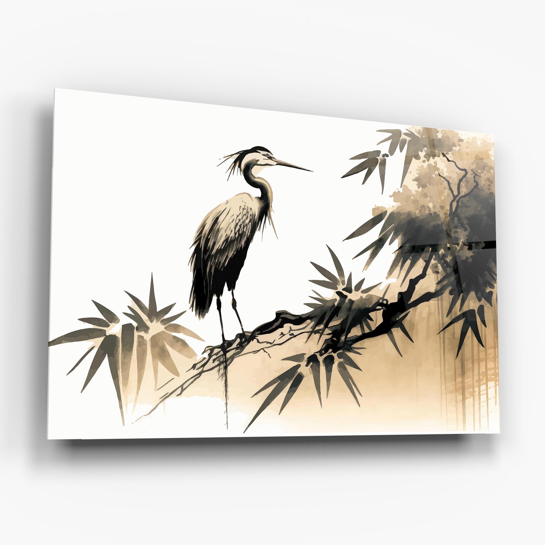 Üvegkép Black Cream Bird Art mockup 6