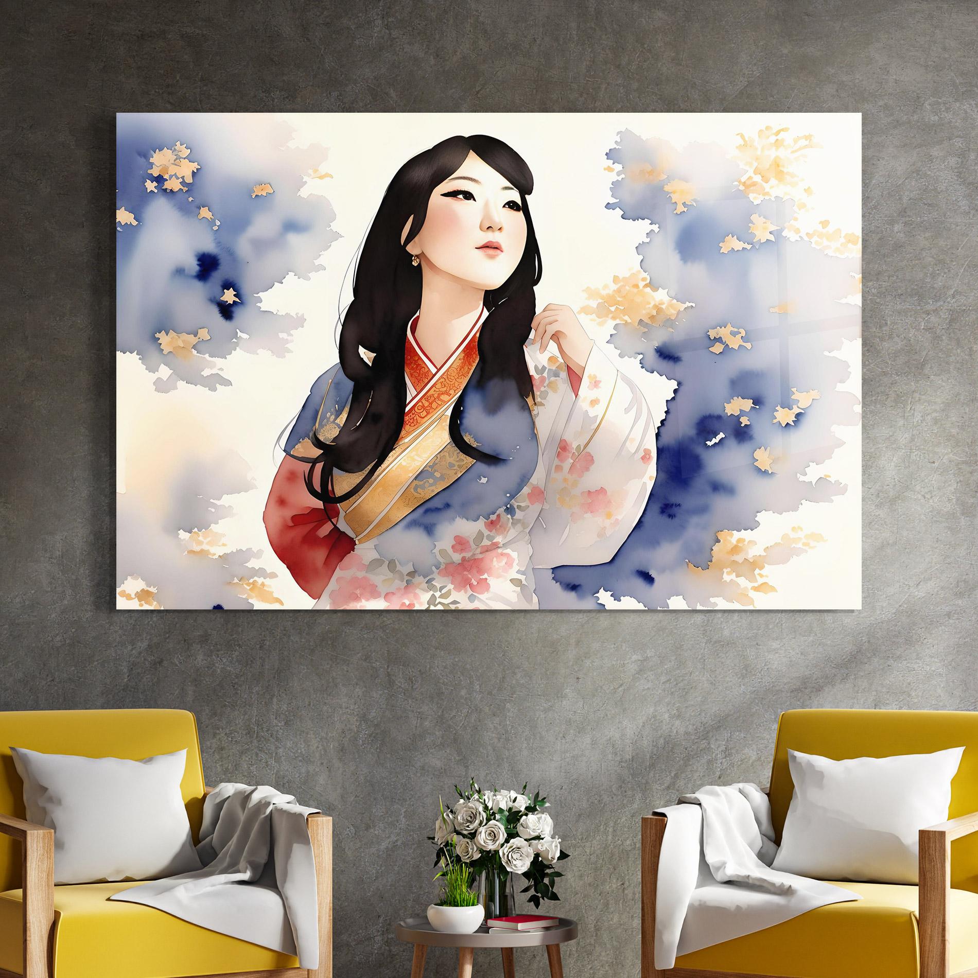 Üvegkép Asian Woman Dancing mockup 4