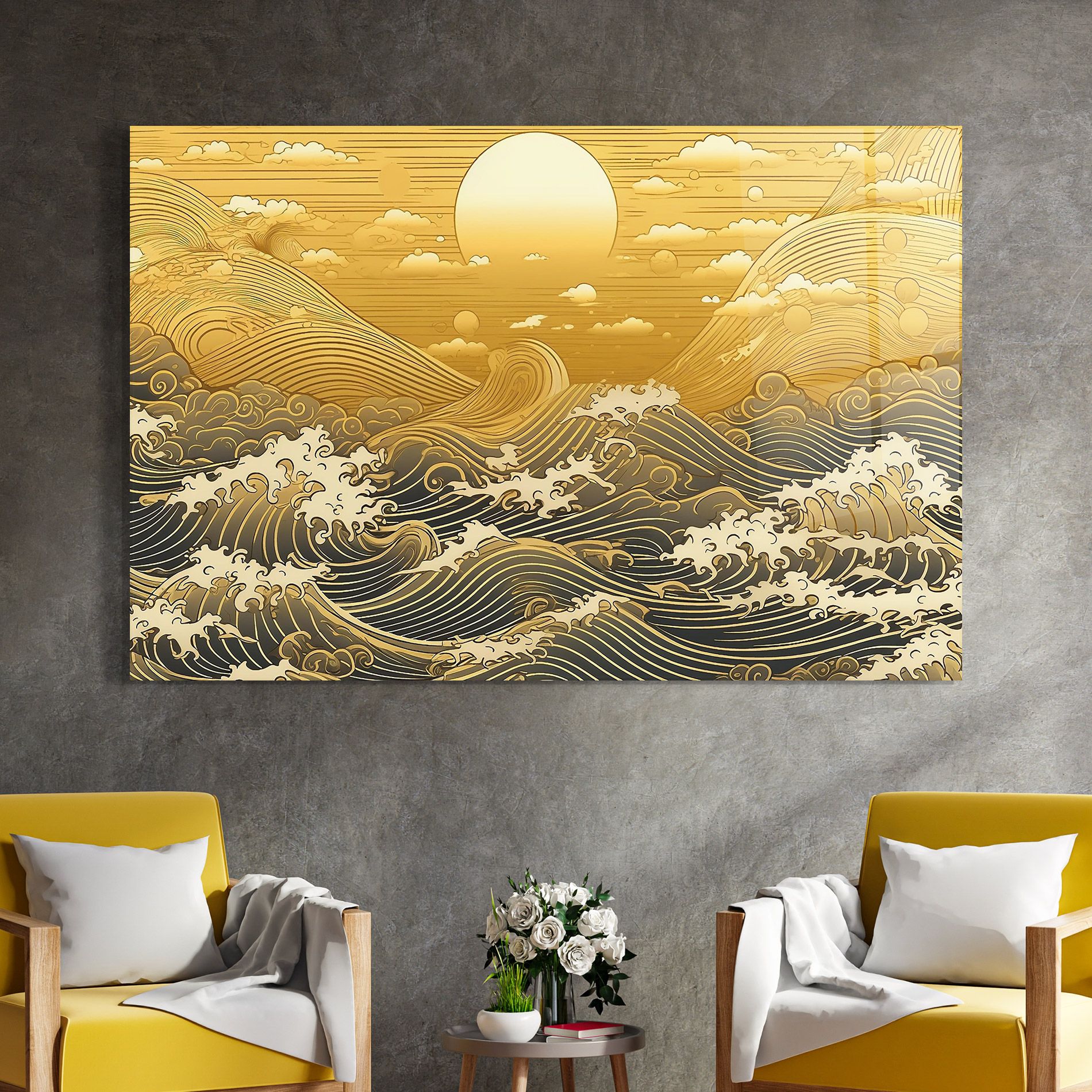 Blue Gold Waves mockup 4