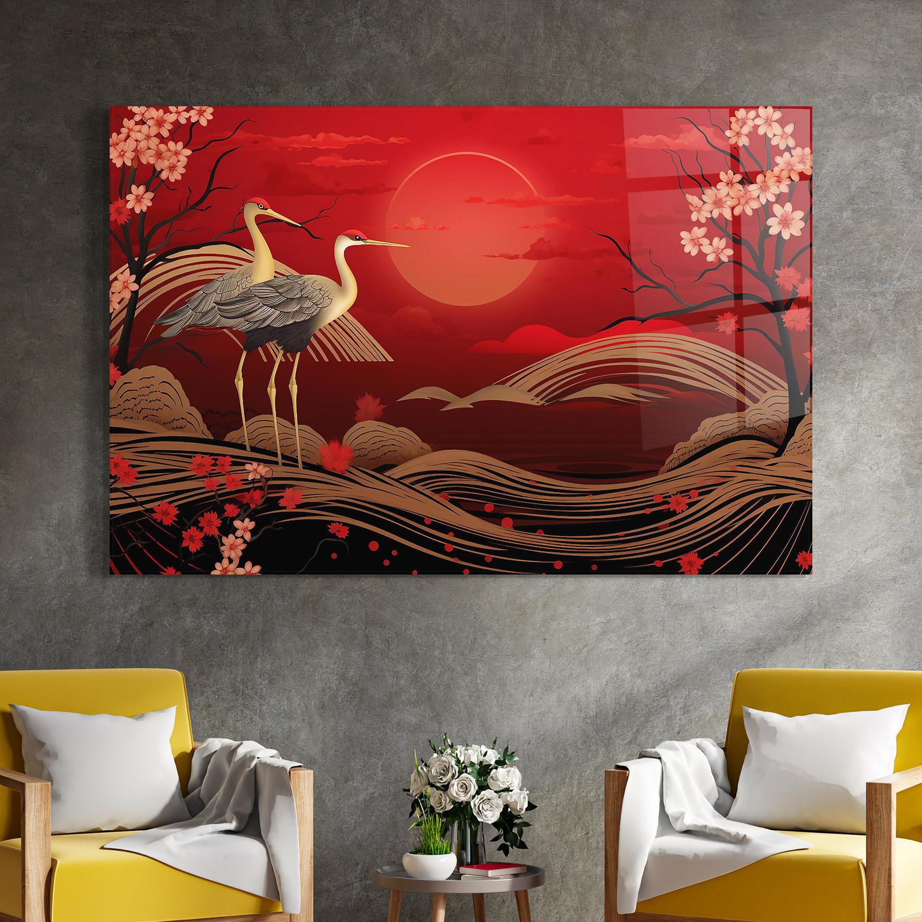 Üvegkép Gold Landscape Painting mockup 4