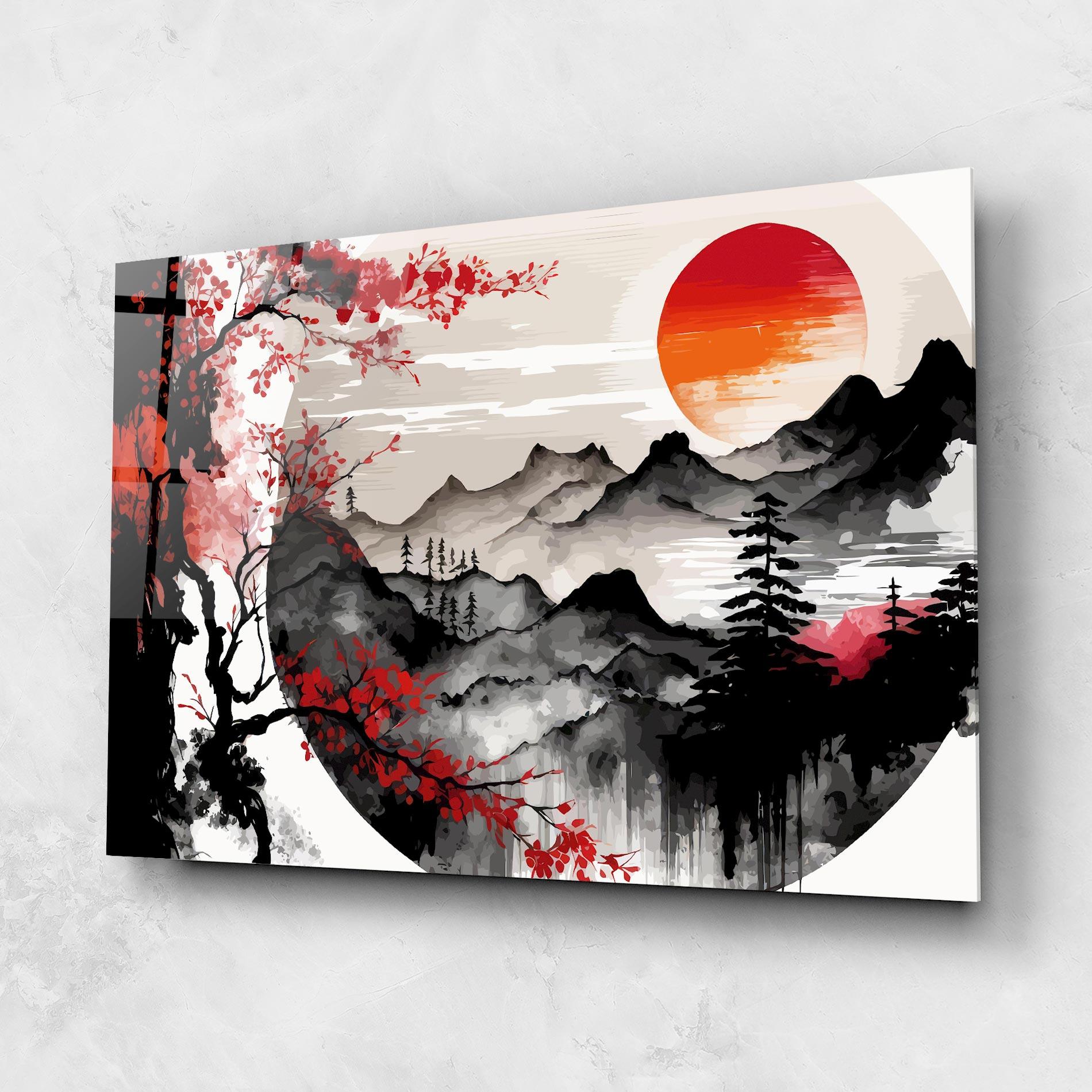 Üvegkép Asiatic Red Orange Sun mockup 1
