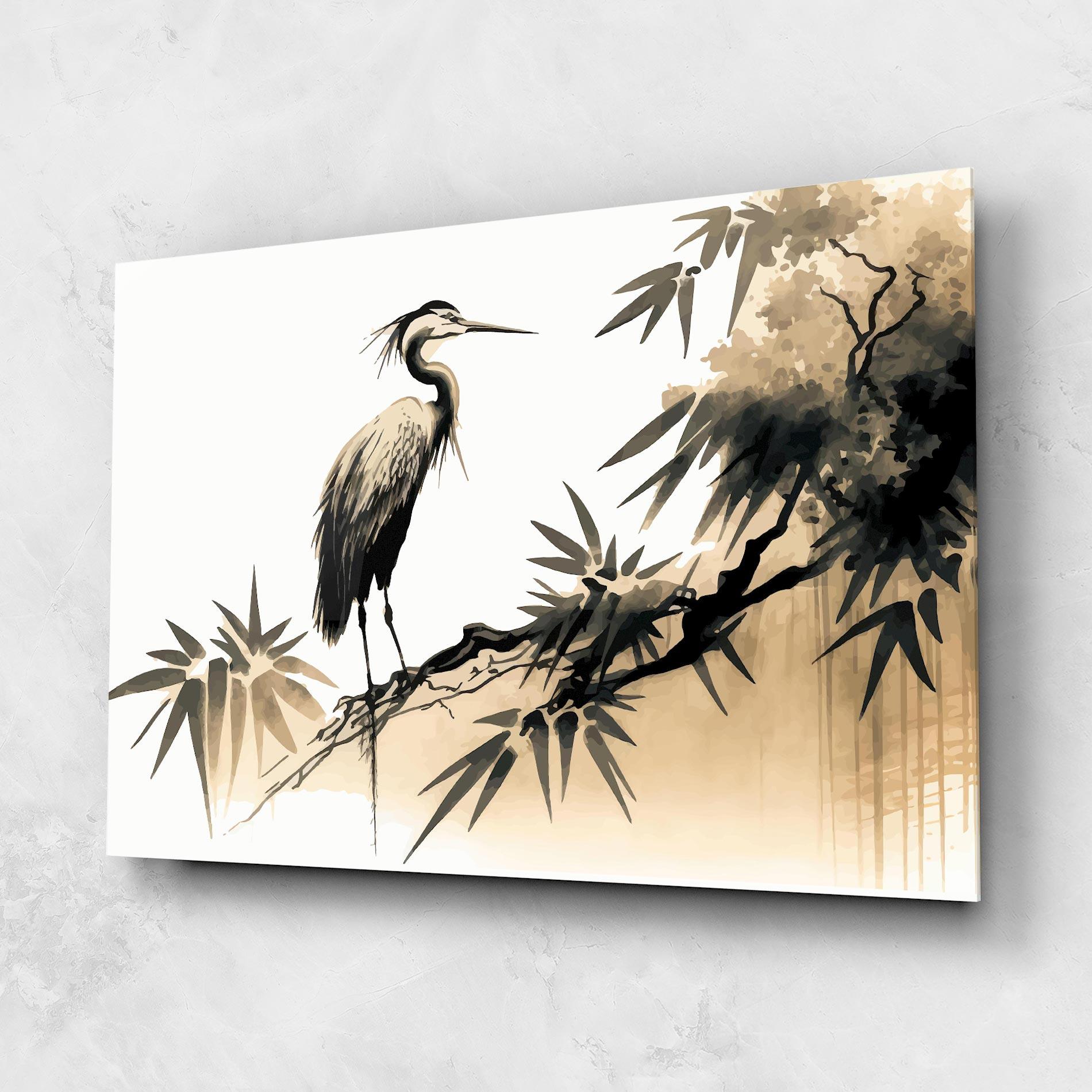 Üvegkép Black Cream Bird Art mockup 1