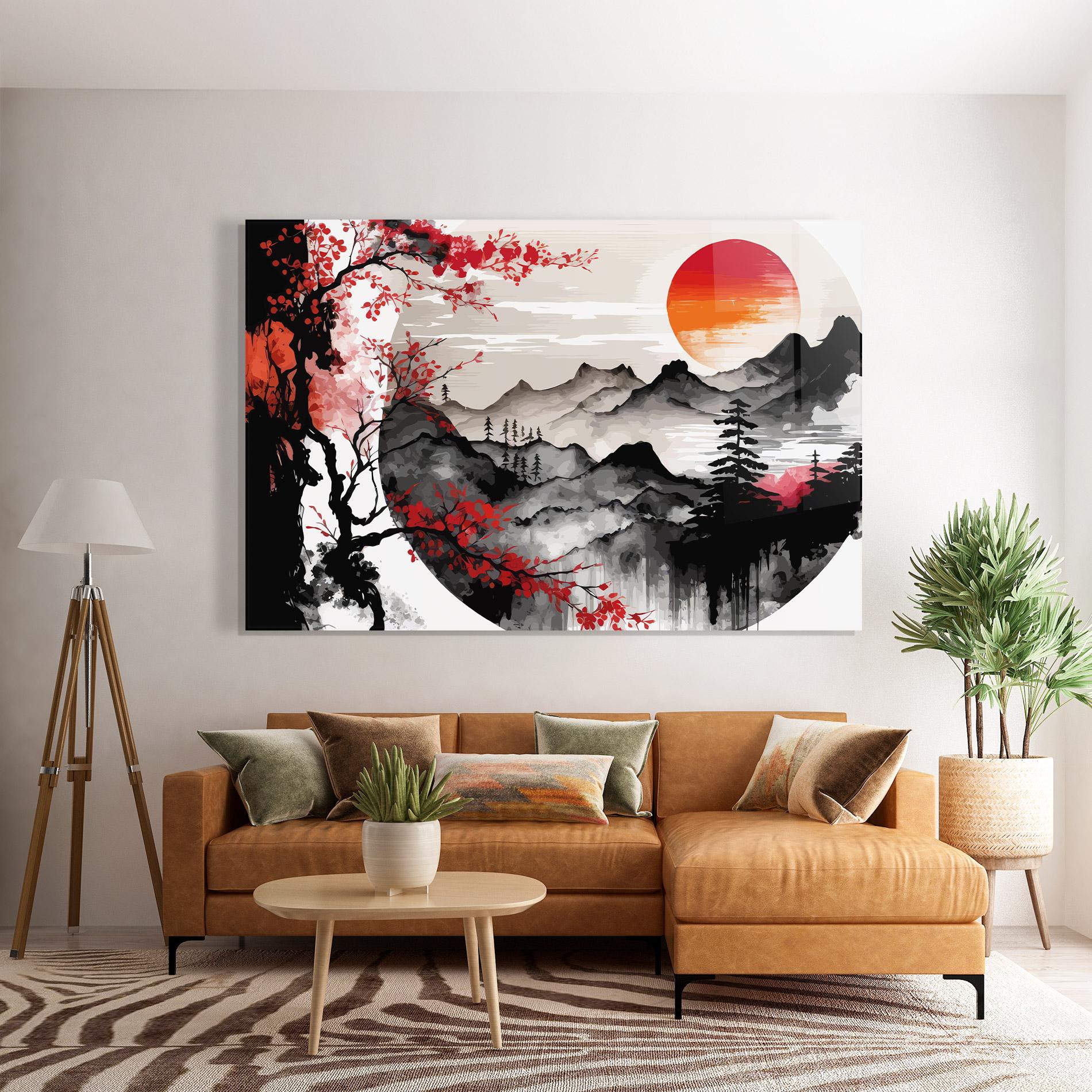 Üvegkép Asiatic Red Orange Sun mockup 7