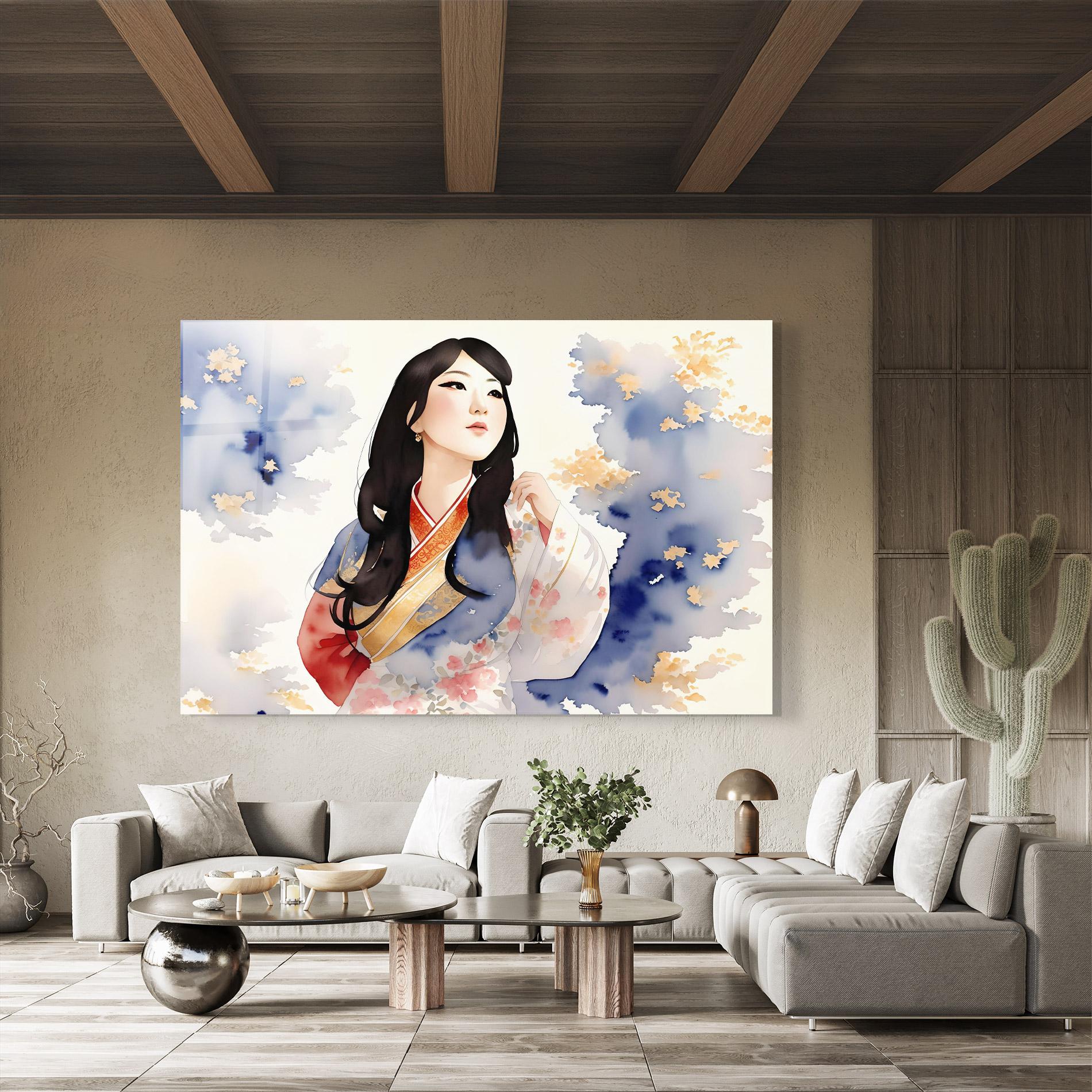 Üvegkép Asian Woman Dancing mockup 8