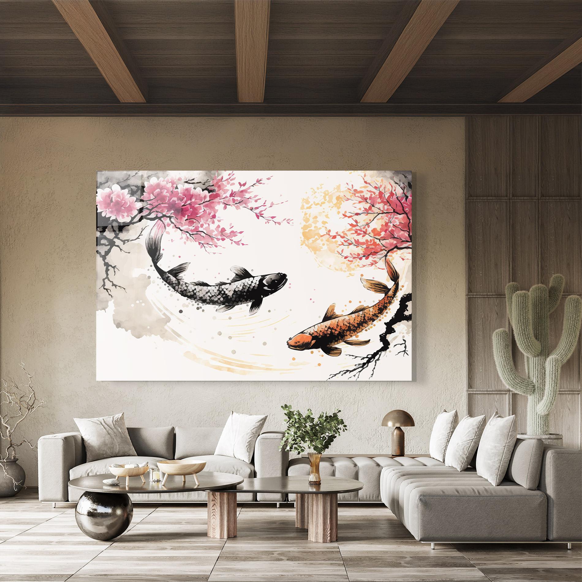 Üvegkép Asiatic Flower Fish mockup 8