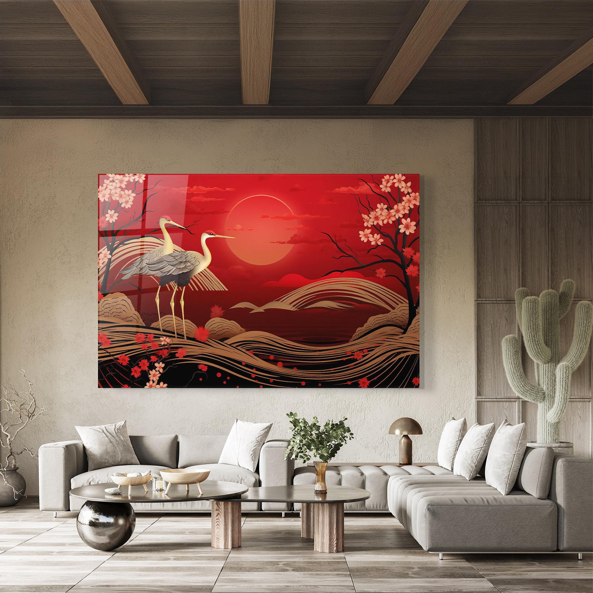 Üvegkép Gold Landscape Painting mockup 8