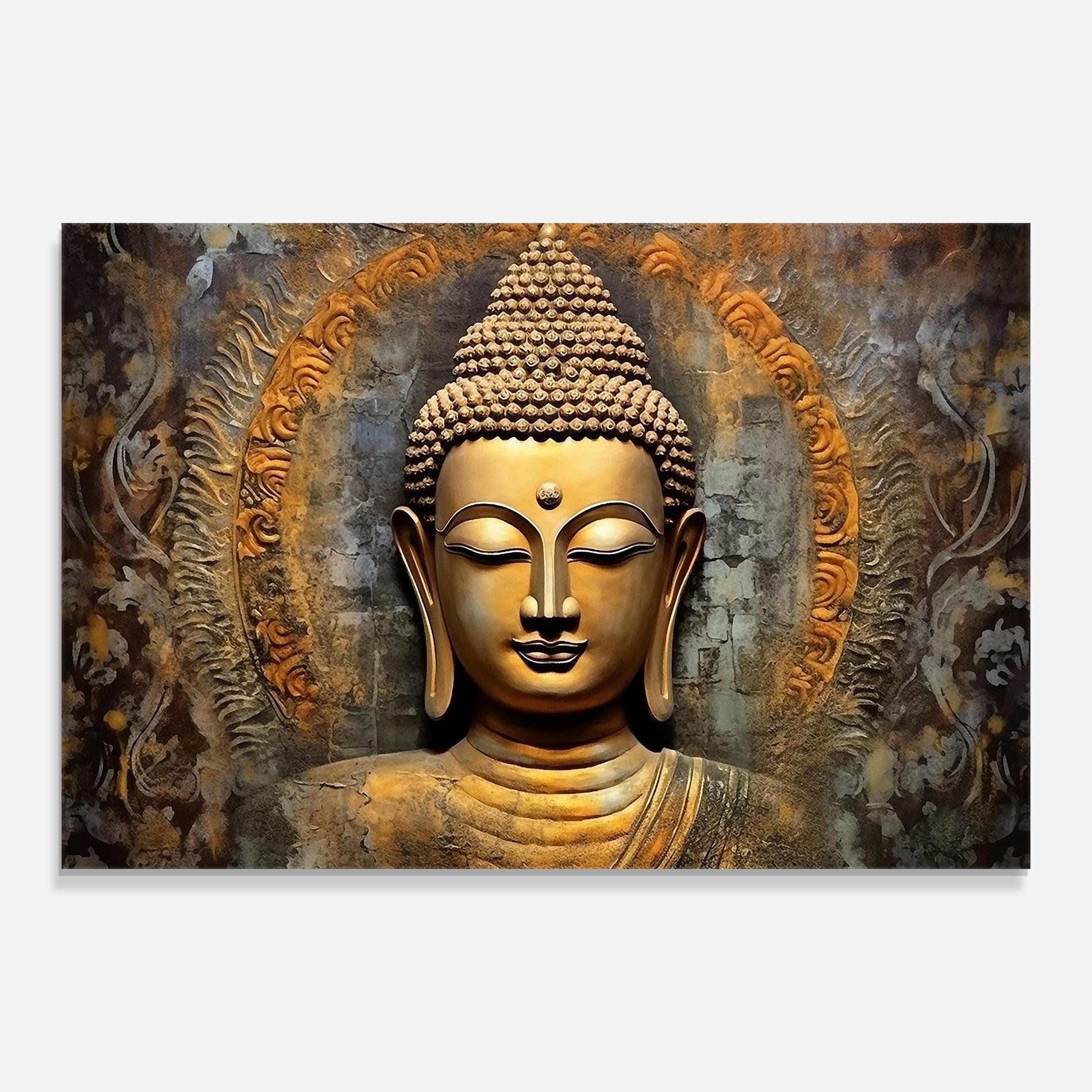 Üvegkép Buddha 3d Head mockup 0