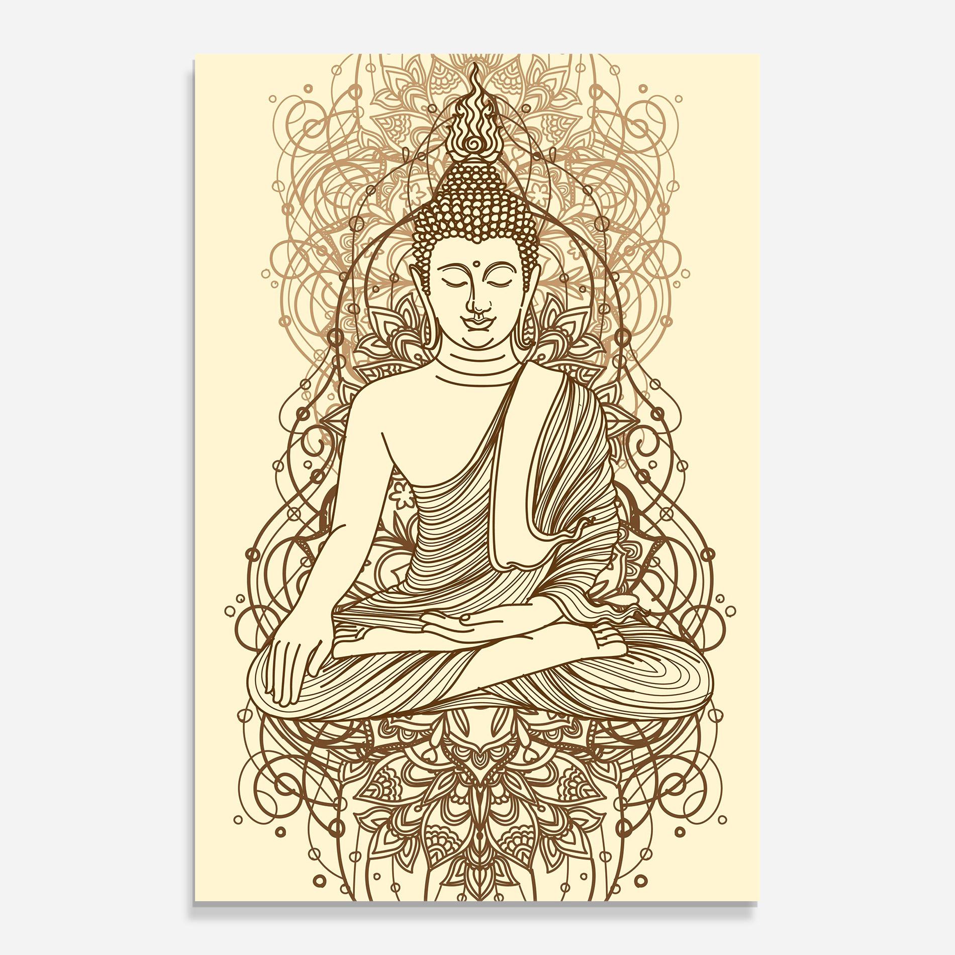 Üvegkép Brown Line Buddha mockup 0