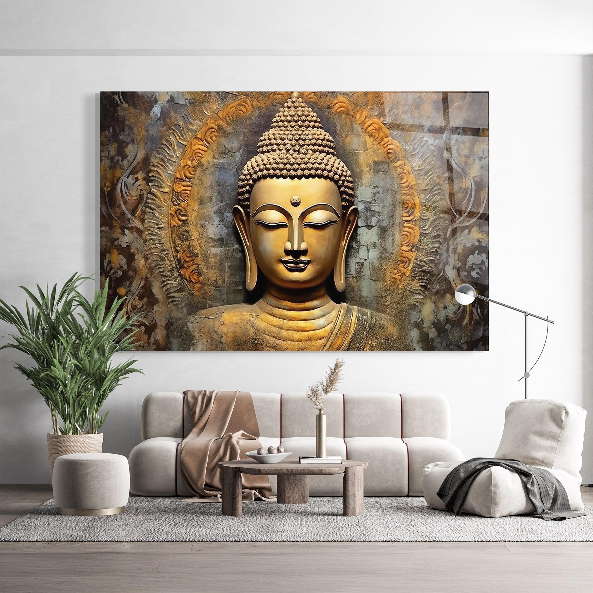 Üvegkép Buddha 3d Head mockup 9