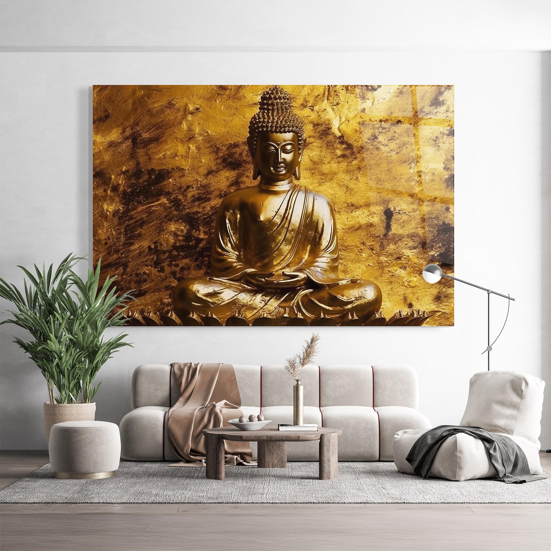 Üvegkép Statue Gold Buddha mockup 9