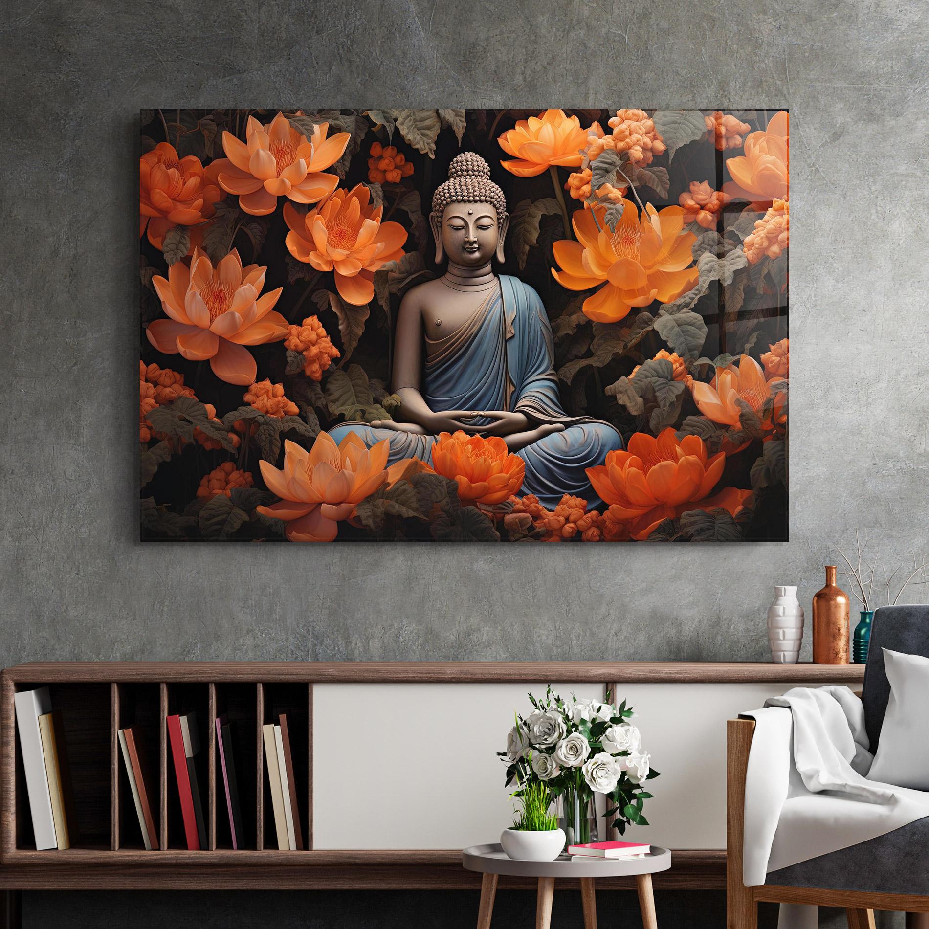 Üvegkép Big Flower Buddha mockup 2
