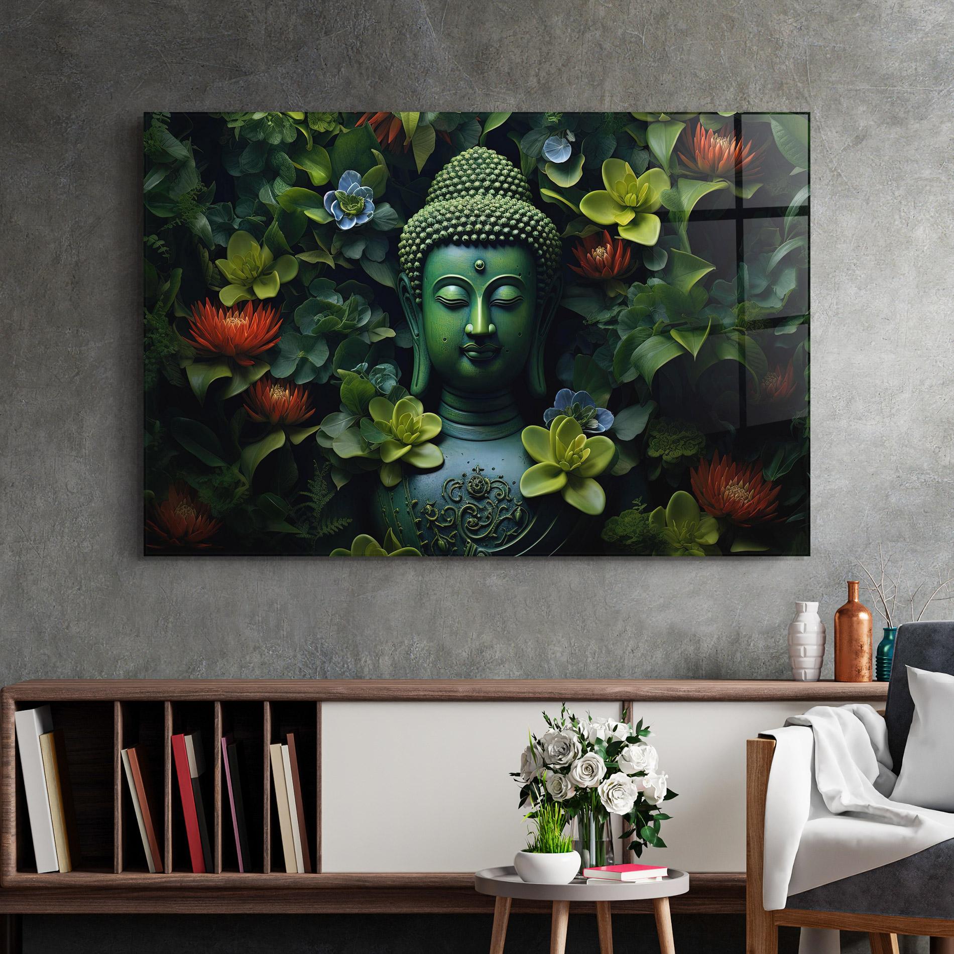 Üvegkép Blue Light Buddha mockup 2
