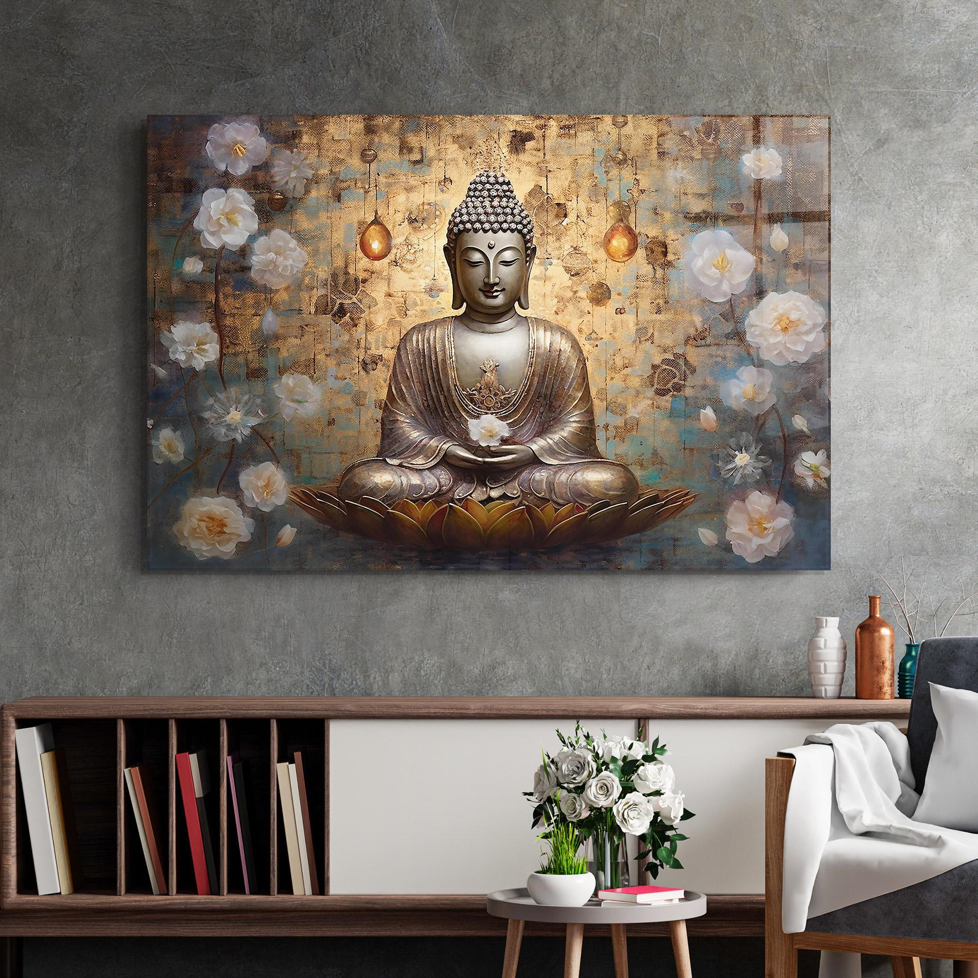Üvegkép Buddha Meditation Art mockup 2