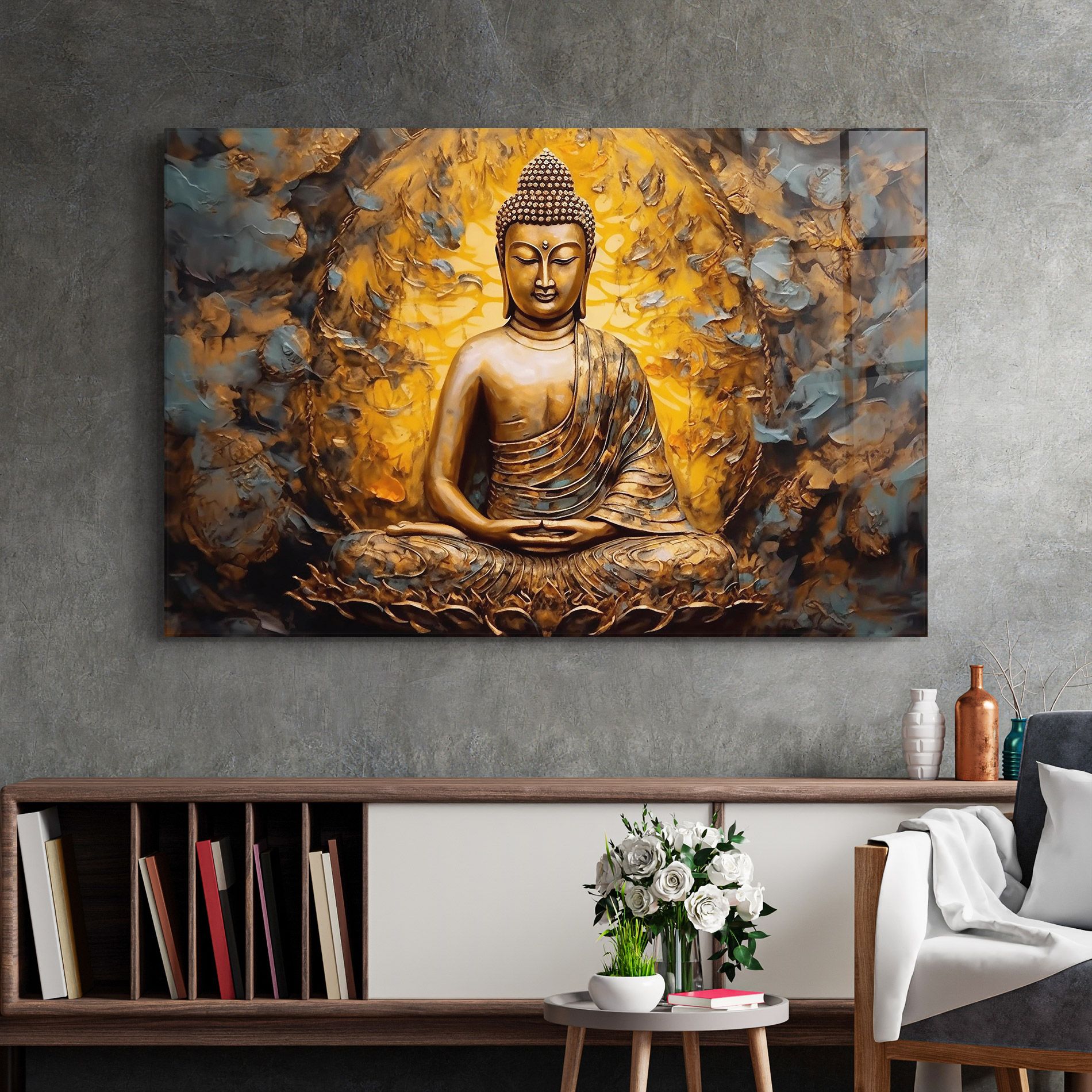 Gold Grey Buddha mockup 2