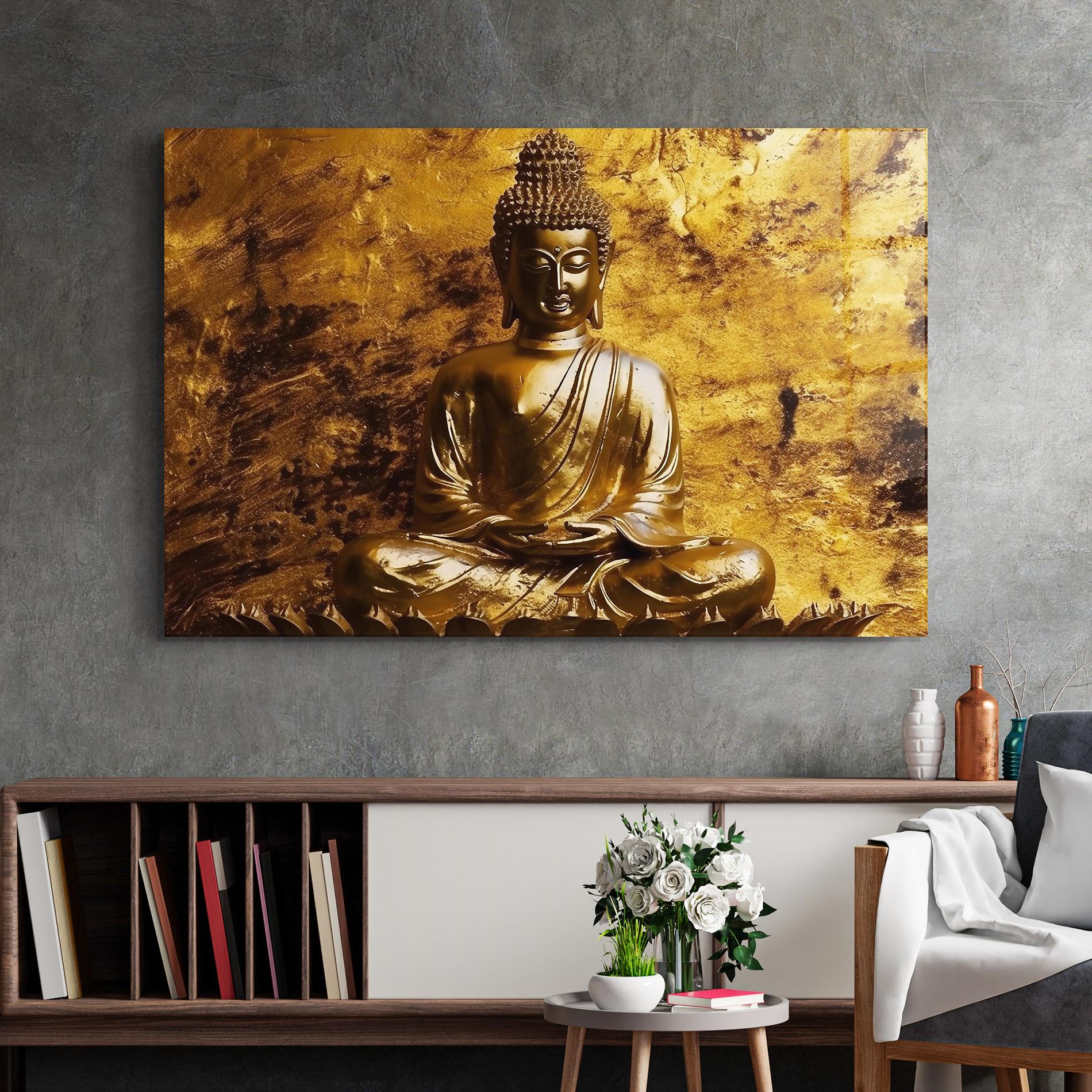 Üvegkép Statue Gold Buddha mockup 2