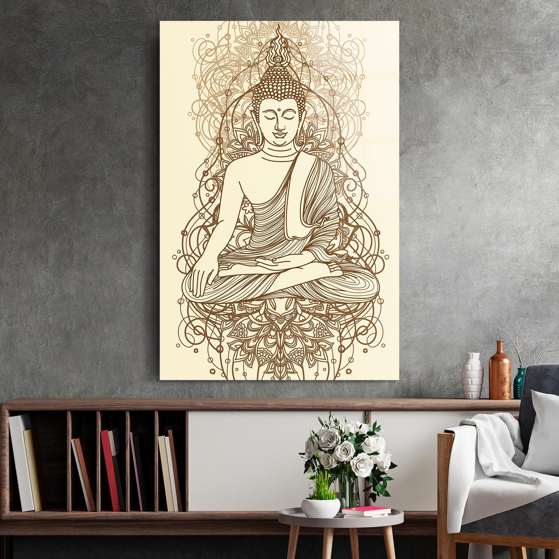 Üvegkép Brown Line Buddha mockup 2