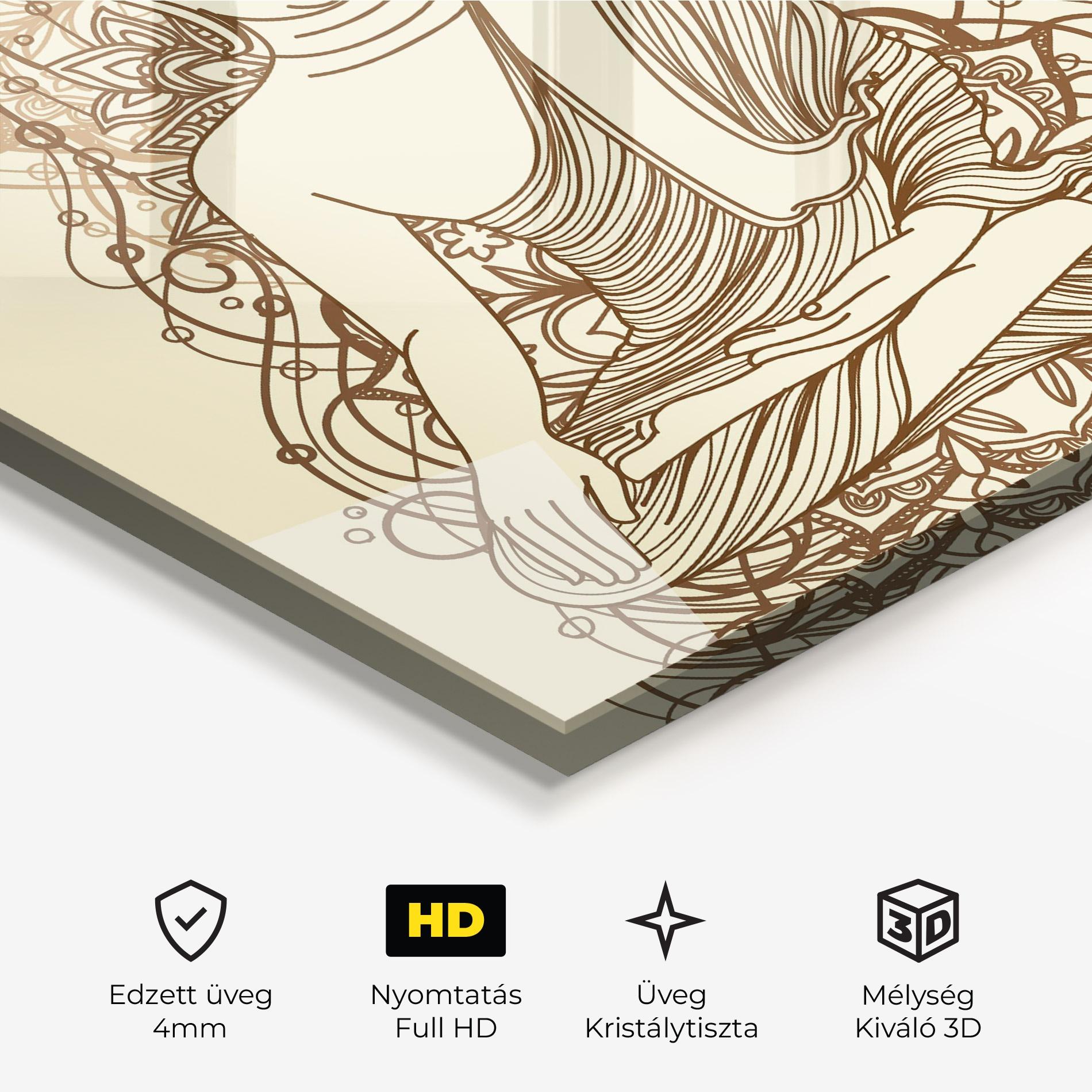 Üvegkép Brown Line Buddha mockup 3