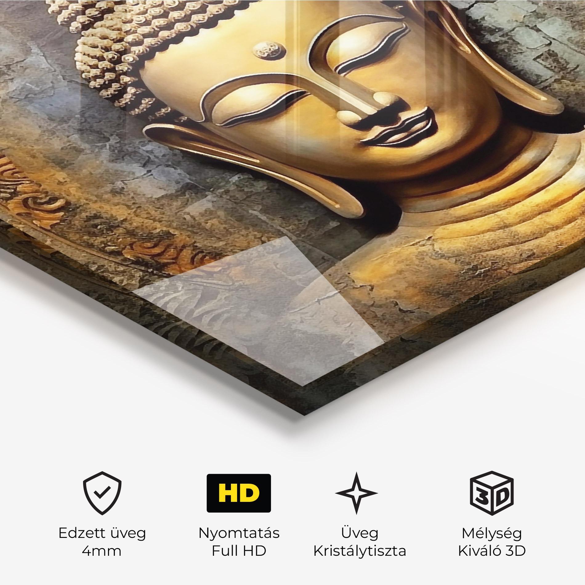 Üvegkép Buddha 3d Head mockup 3