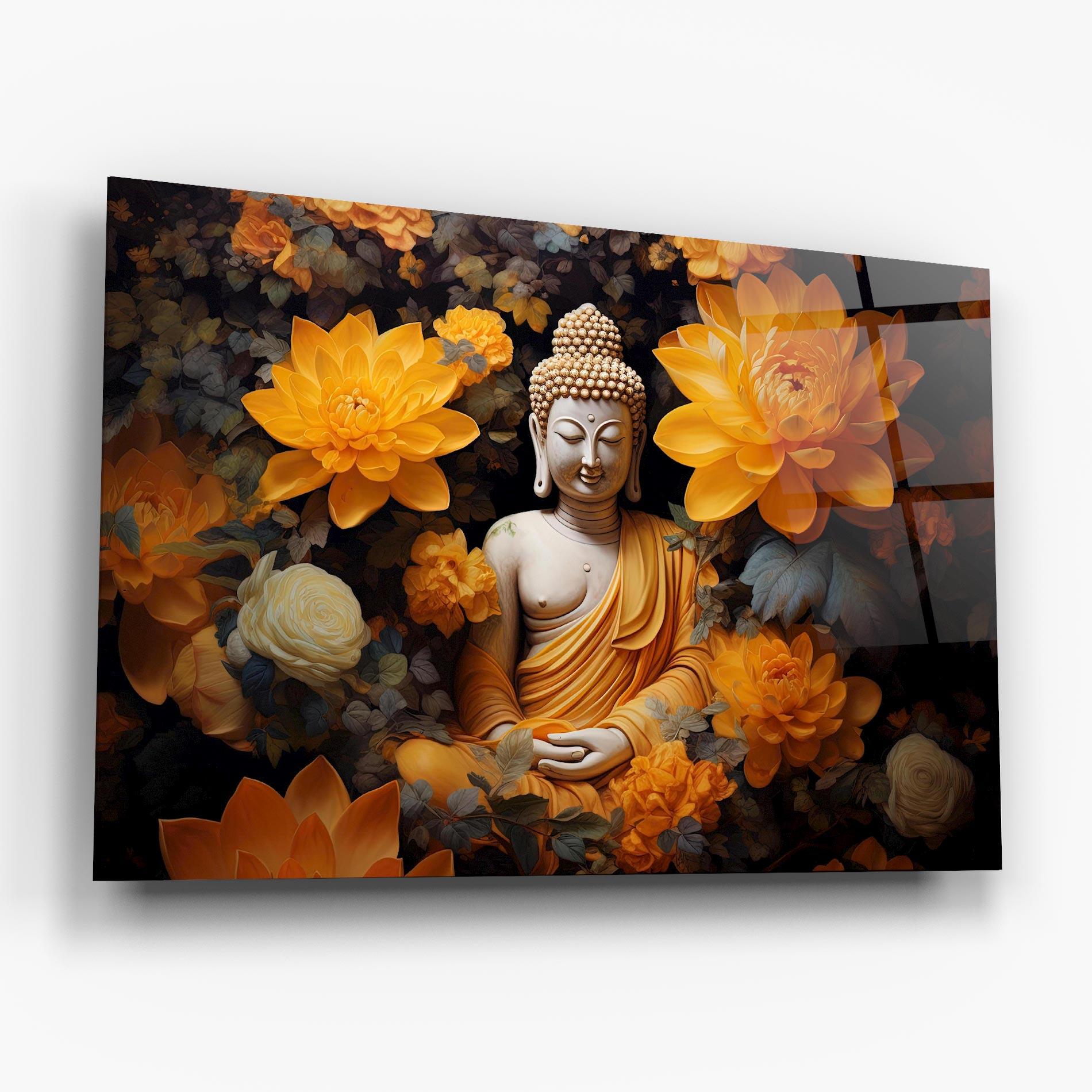 Üvegkép Buddha Big Flowers mockup 6
