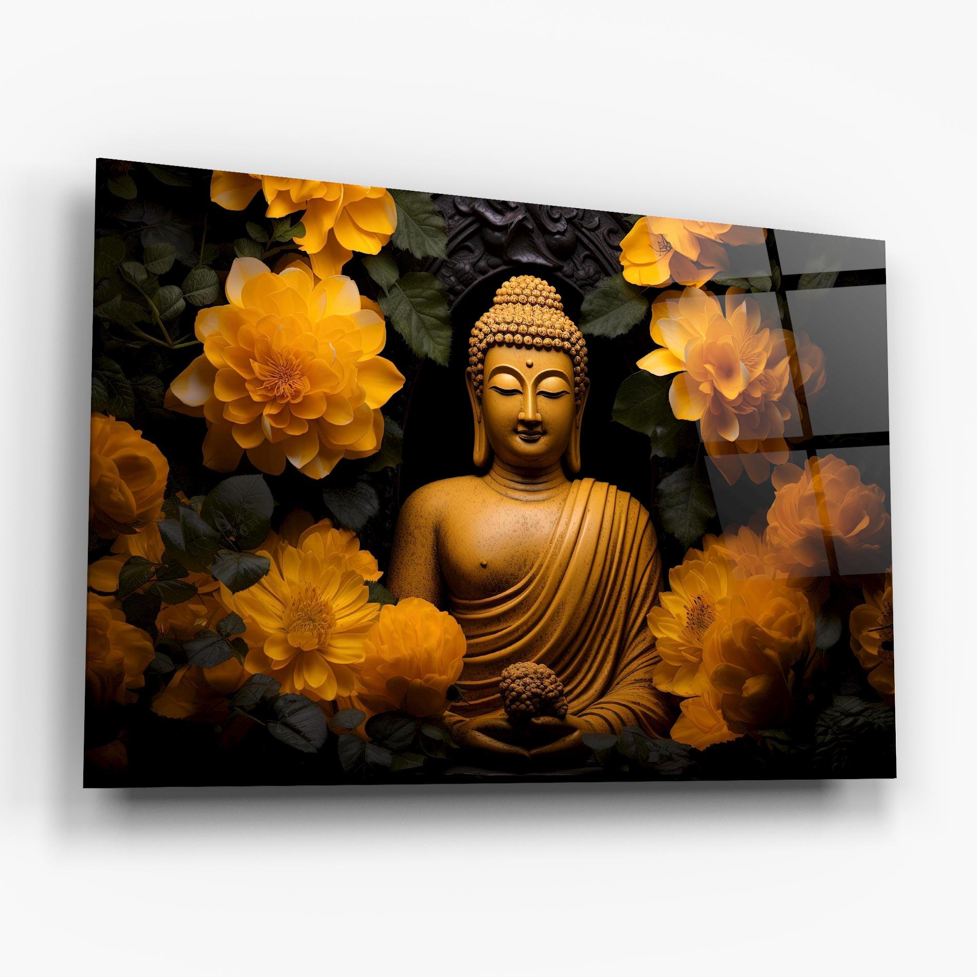 Üvegkép Vecteezy_buddha Statue Surrounded By Yellow Flowers Ai Generated_27745002_860 mockup 6