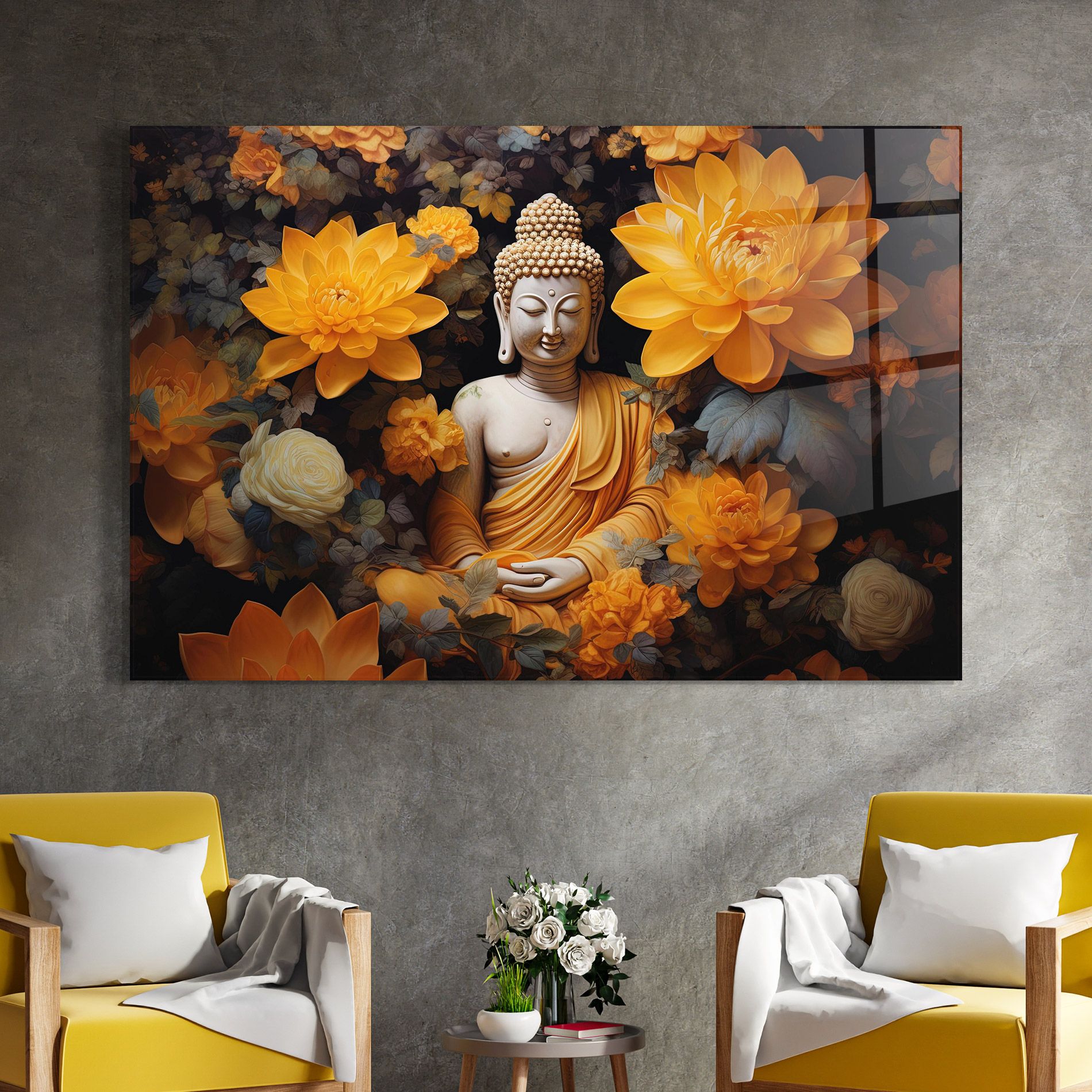 Buddha Big Flowers mockup 4