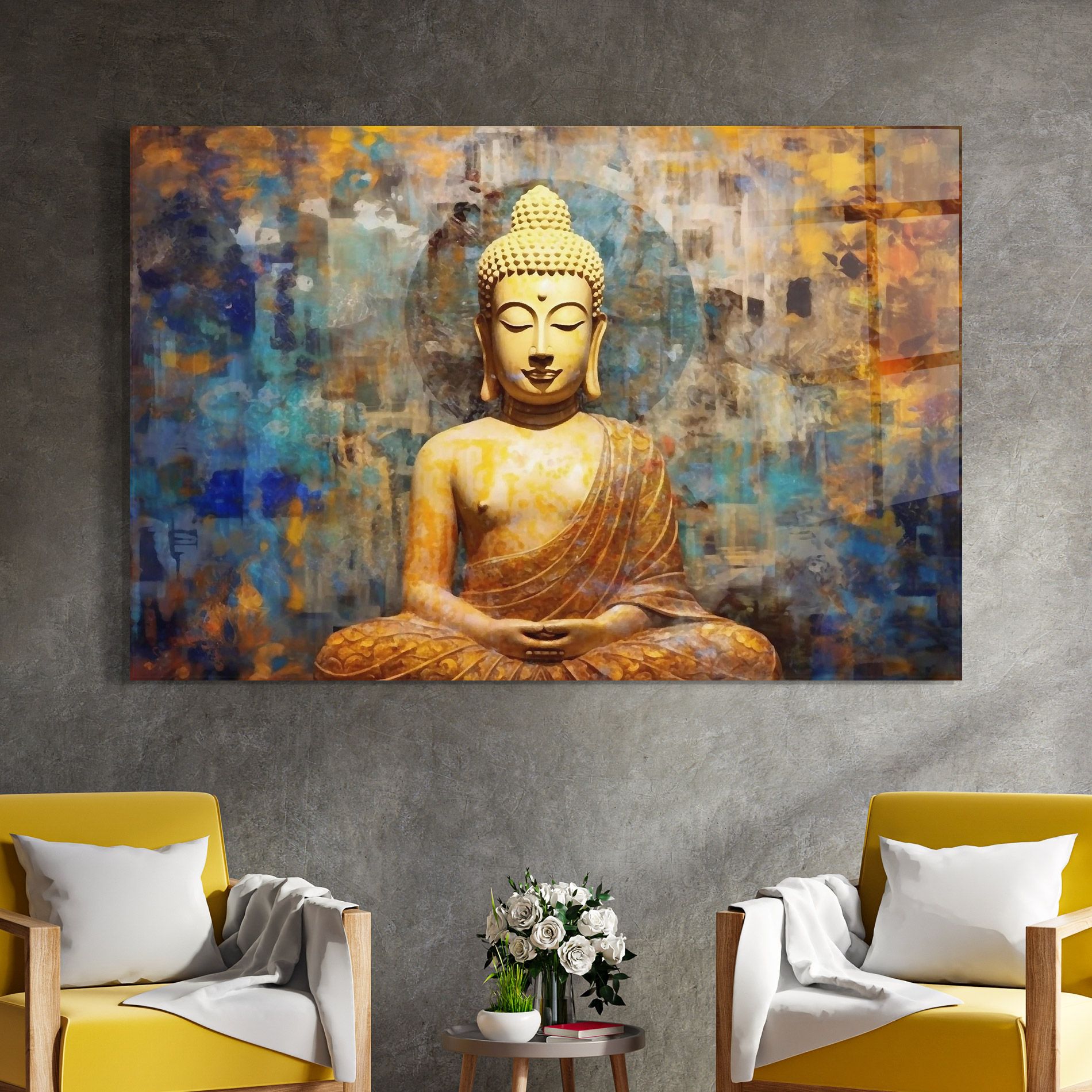 Buddha Blue Gold mockup 4