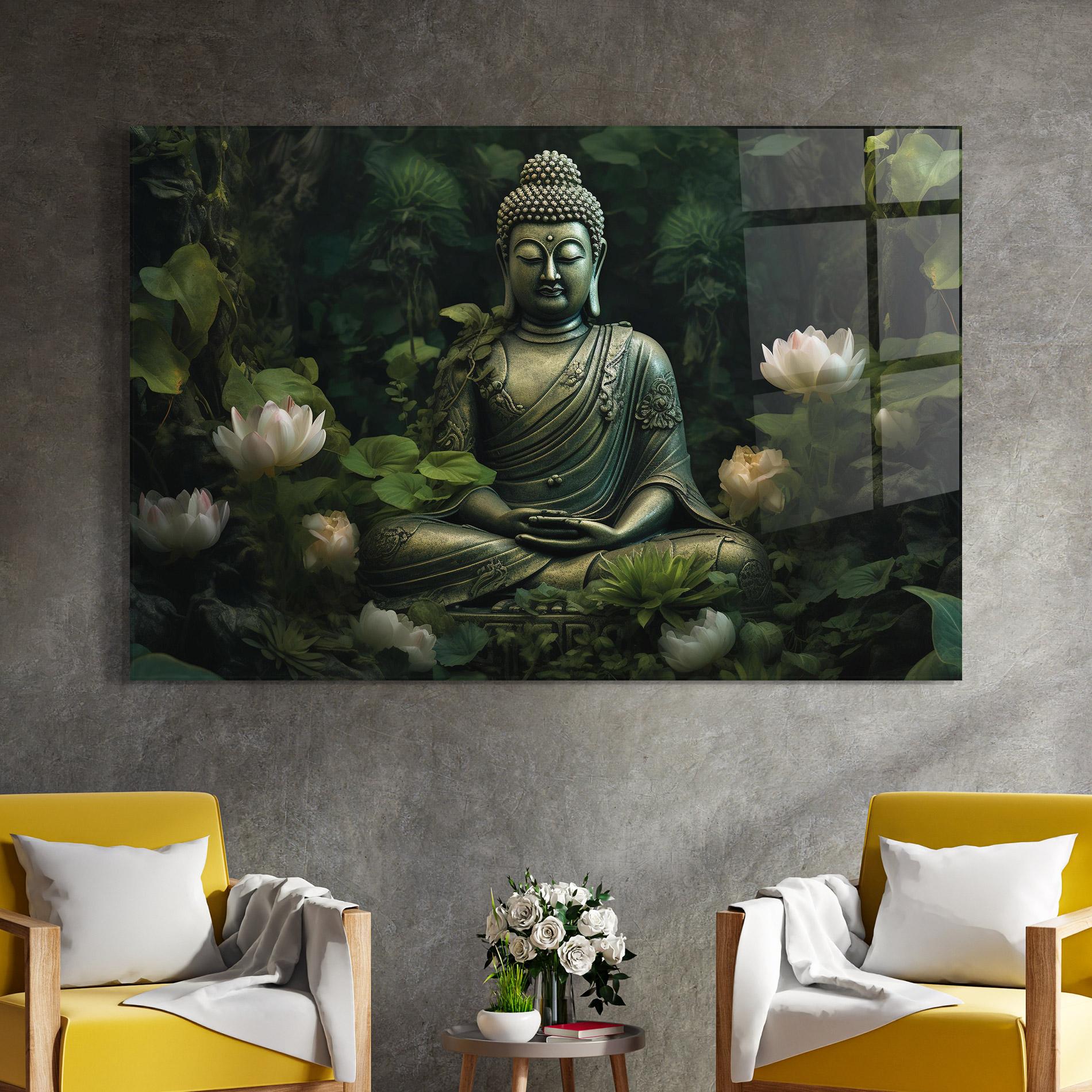Üvegkép Buddha Lotus Flower mockup 4