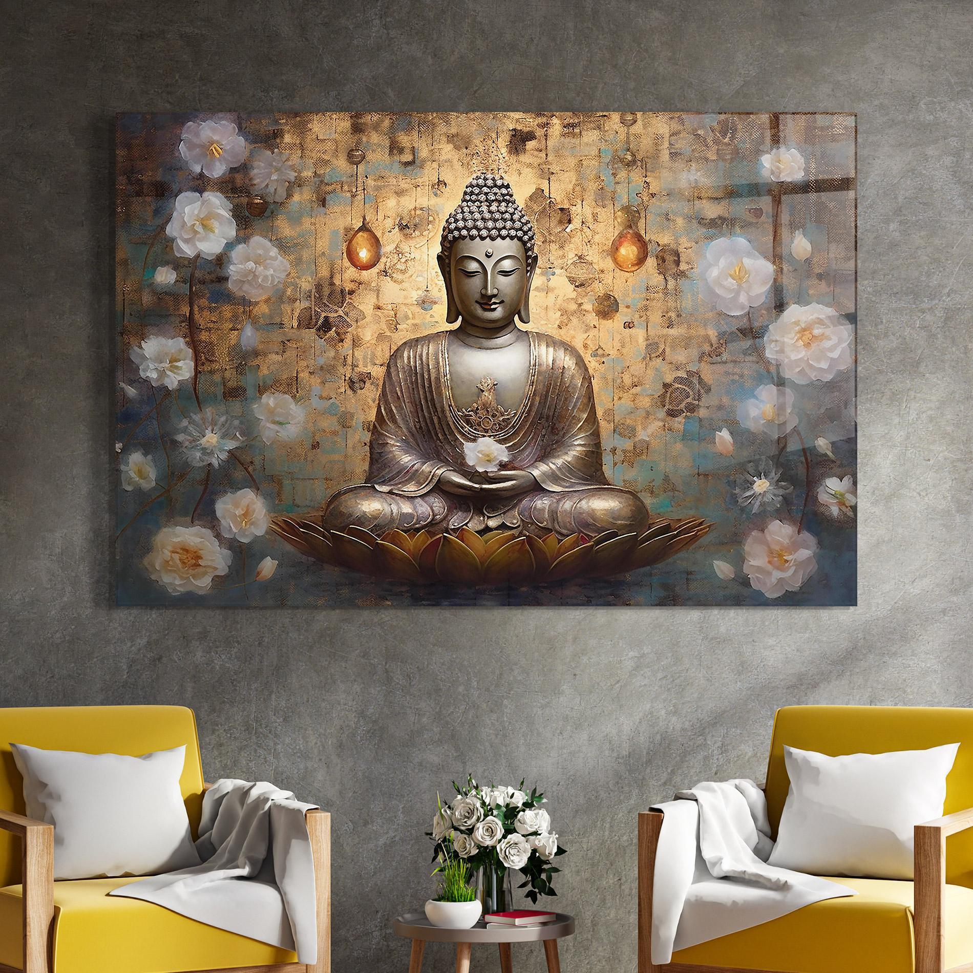 Üvegkép Buddha Meditation Art mockup 4