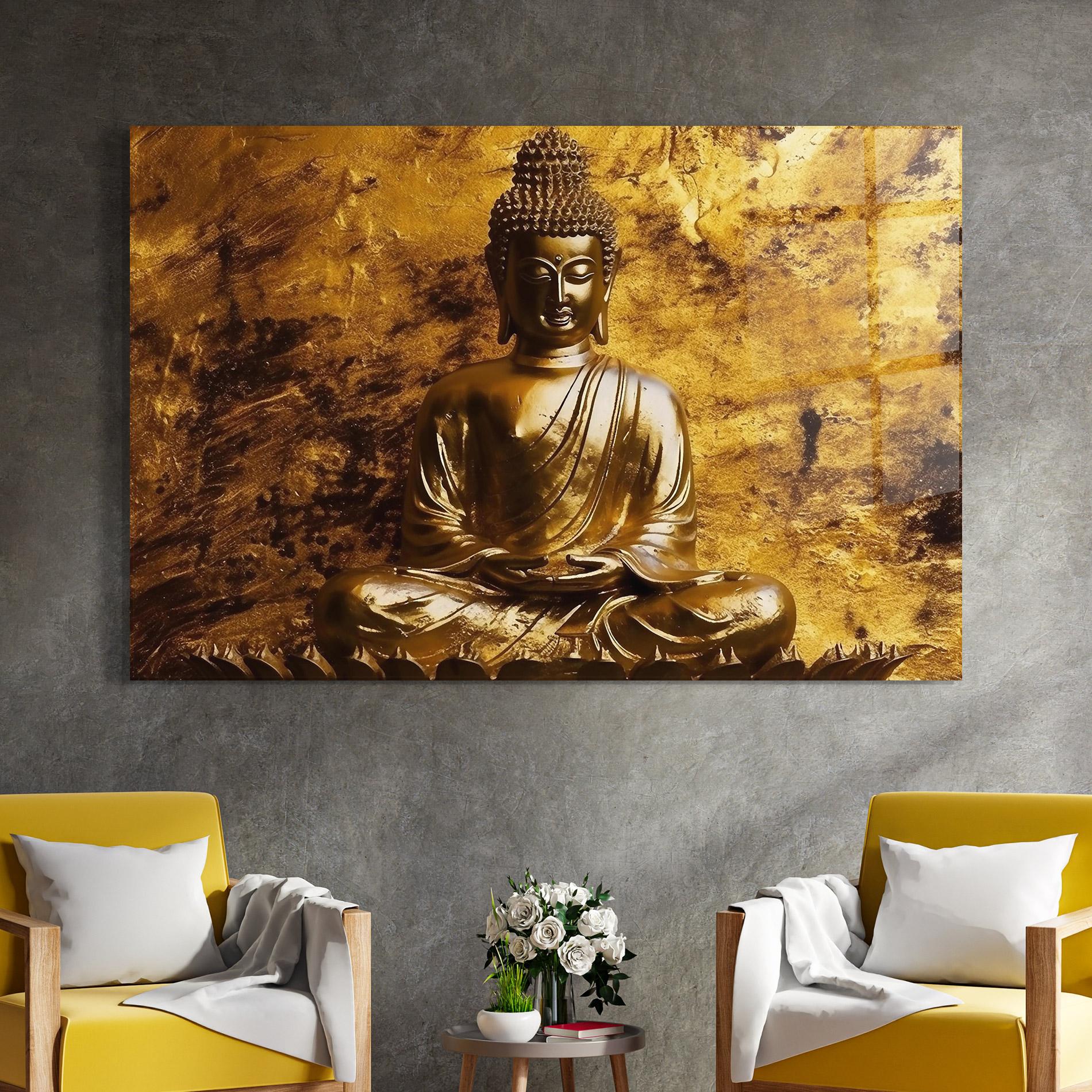 Üvegkép Statue Gold Buddha mockup 4