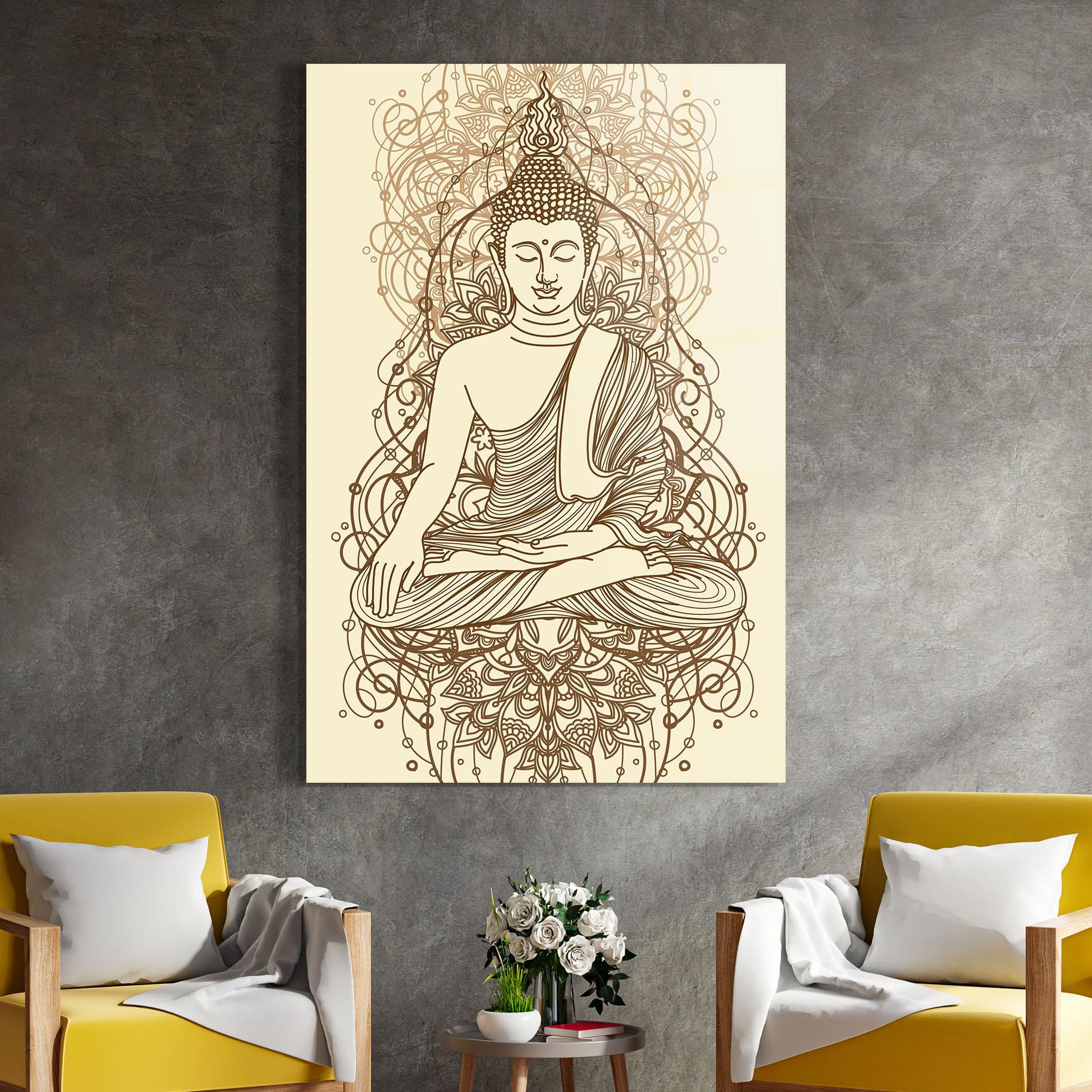 Üvegkép Brown Line Buddha mockup 4
