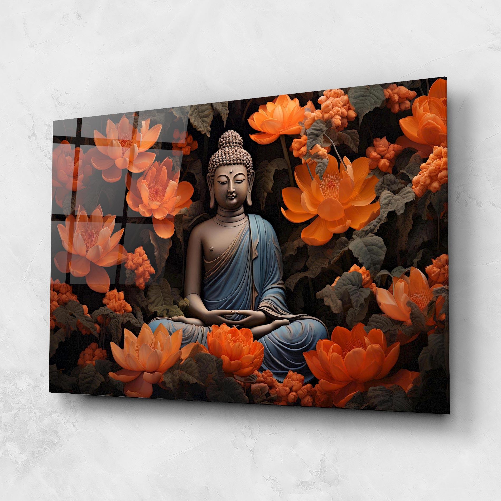Üvegkép Big Flower Buddha mockup 1