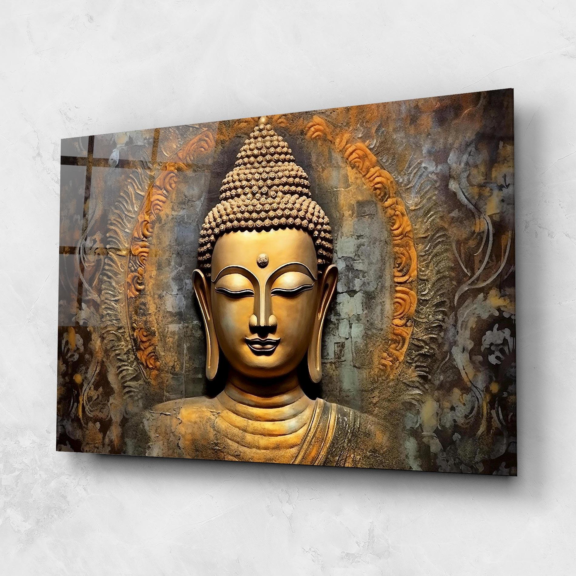 Üvegkép Buddha 3d Head mockup 1