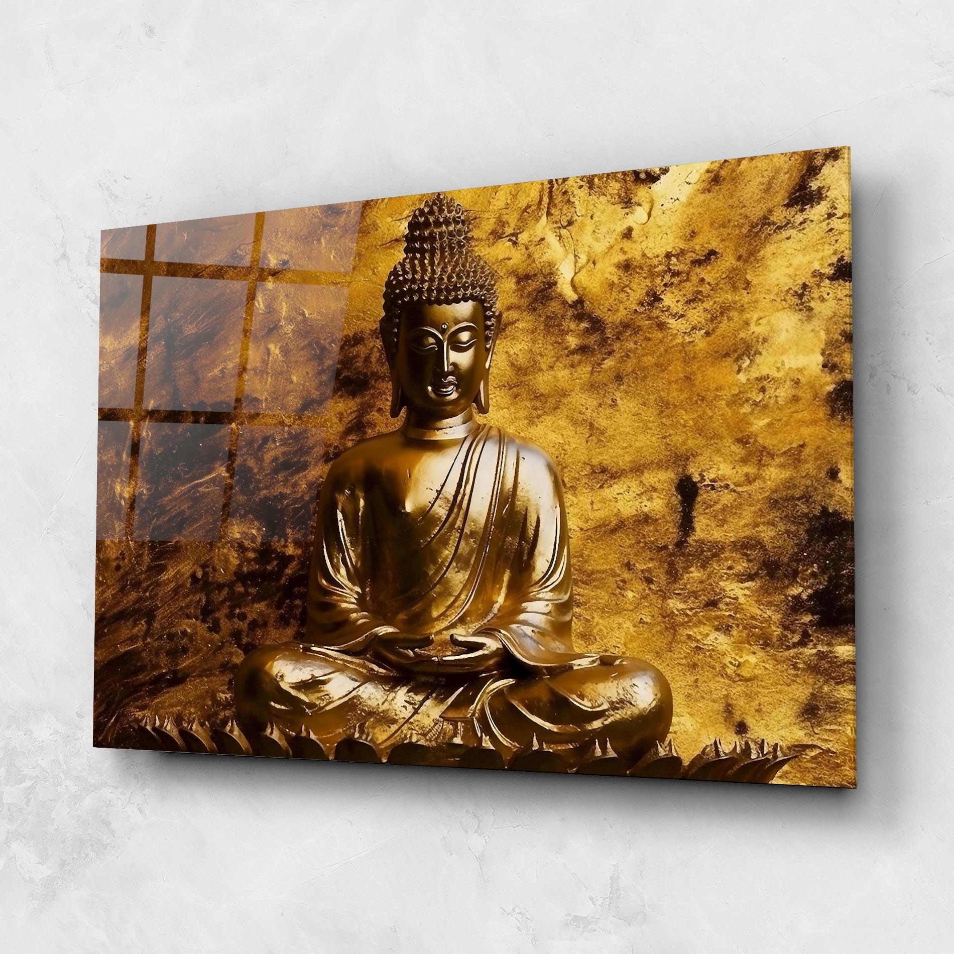 Üvegkép Statue Gold Buddha mockup 1