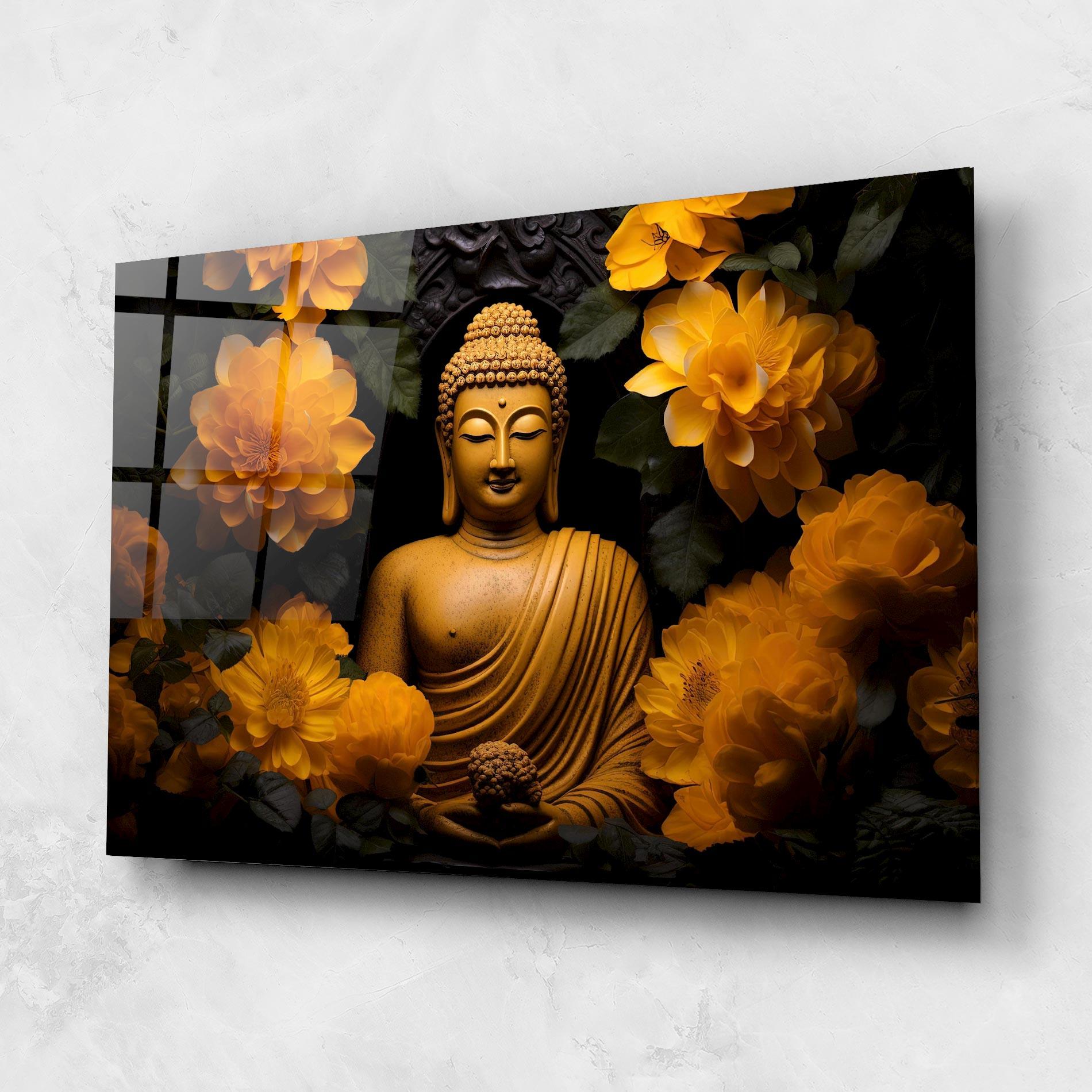 Üvegkép Vecteezy_buddha Statue Surrounded By Yellow Flowers Ai Generated_27745002_860 mockup 1
