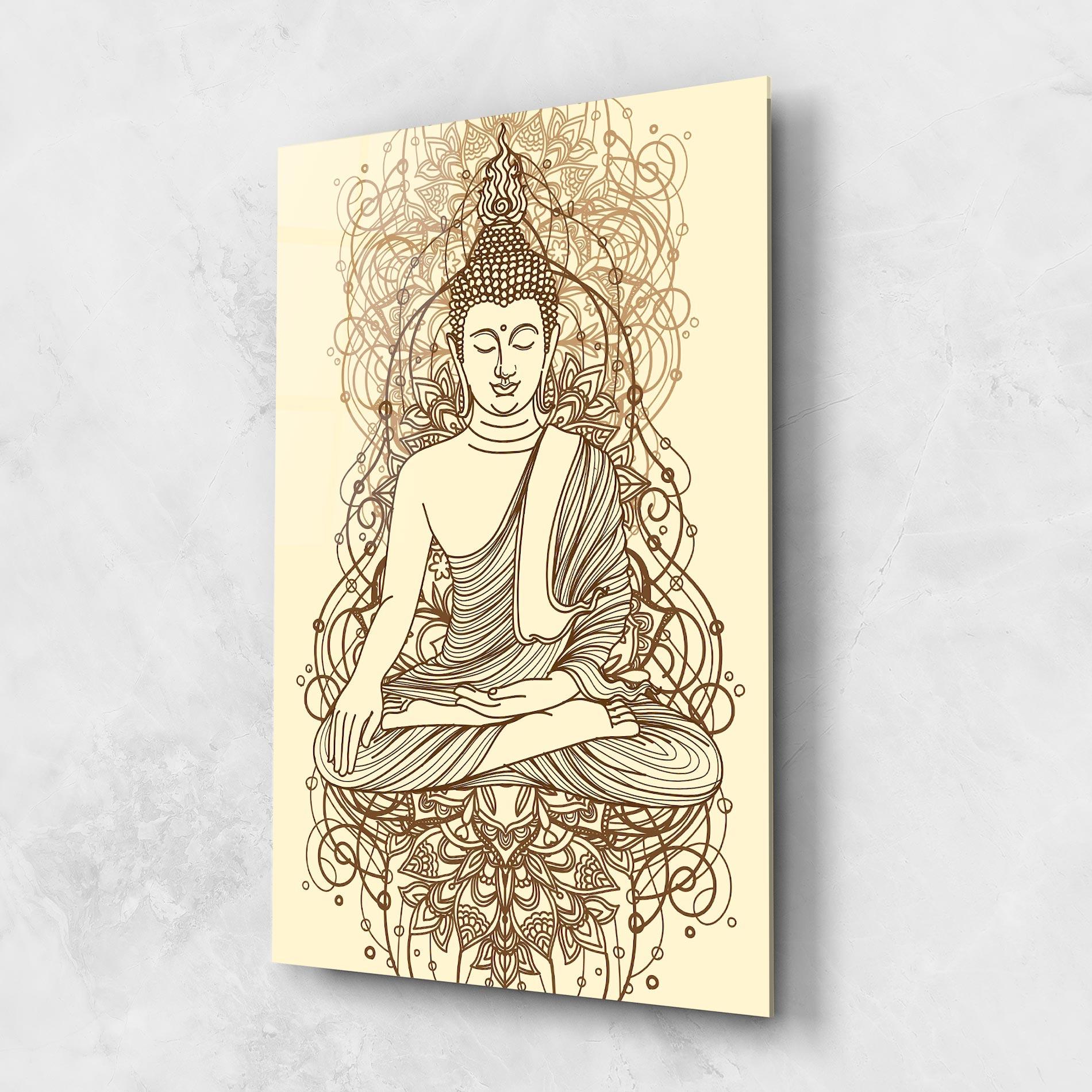 Üvegkép Brown Line Buddha mockup 1